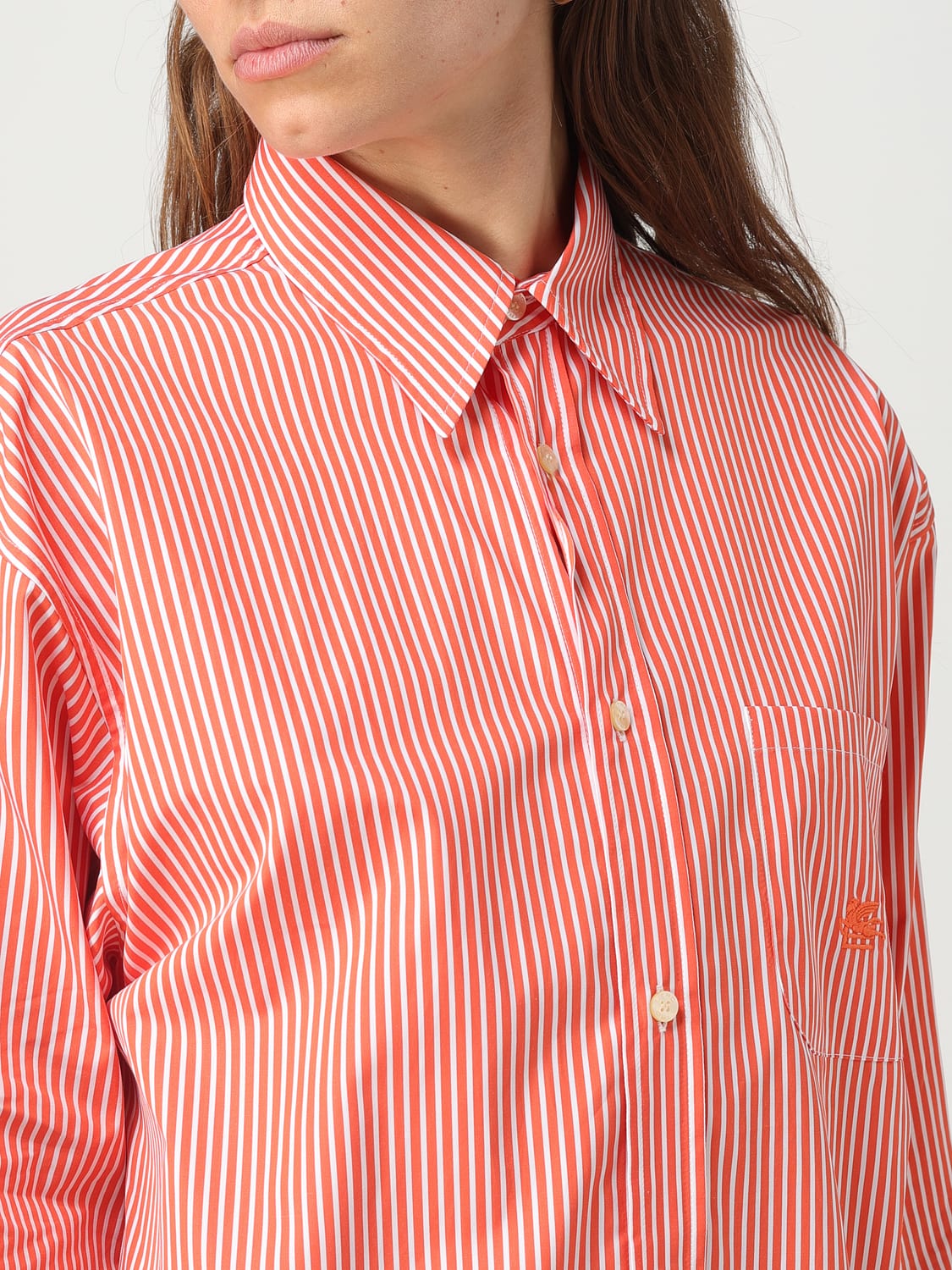 ETRO CAMICIA: Camicia Etro in cotone con stampa a righe, Arancione - Img 5