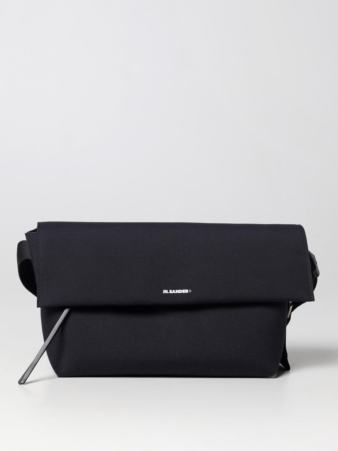 JIL SANDER BORSA A TRACOLLA: Borsa Jil Sander in canvas con logo stampato, Blue - Img 1