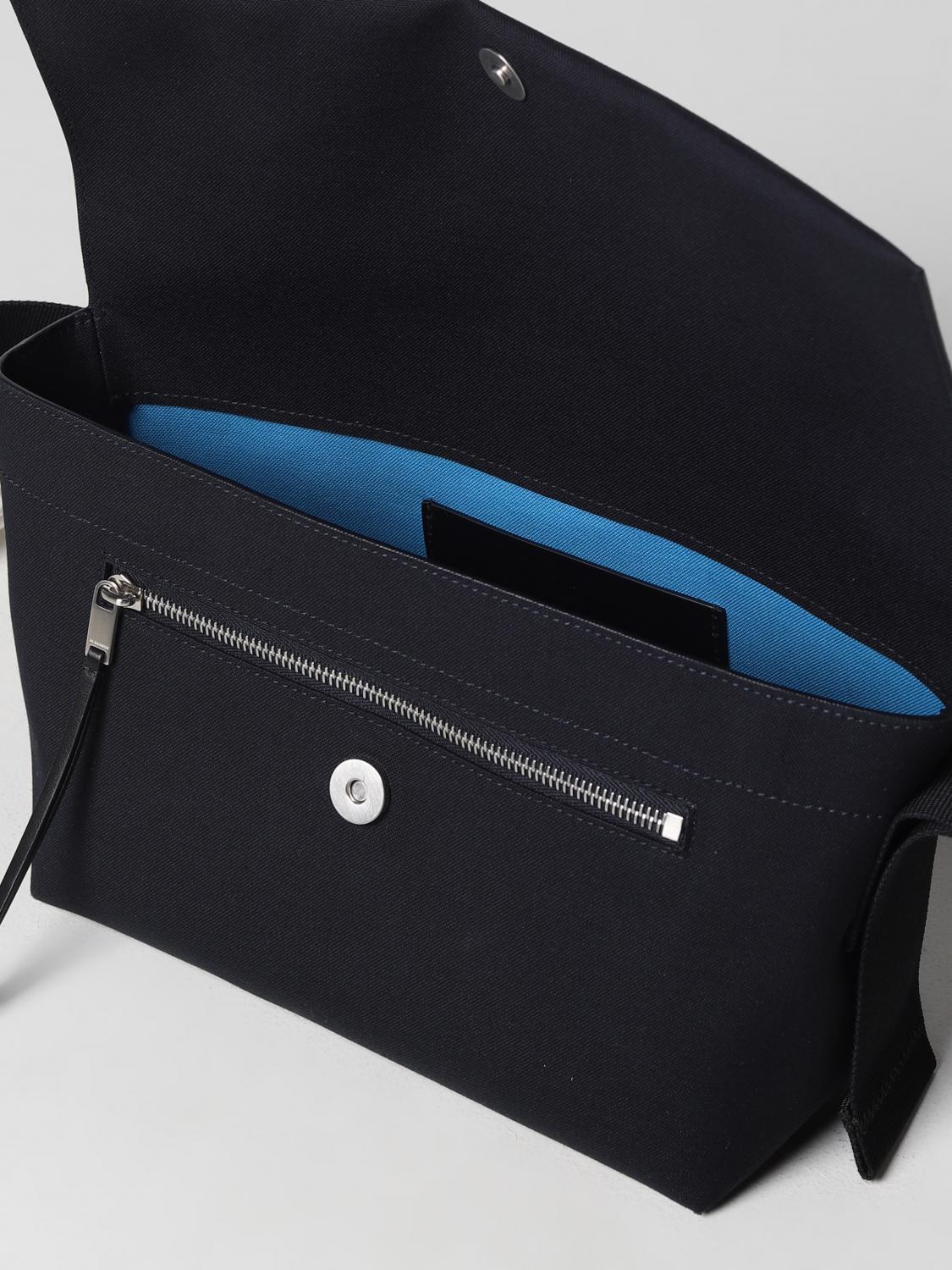 JIL SANDER BORSA A TRACOLLA: Borsa Jil Sander in canvas con logo stampato, Blue - Img 4