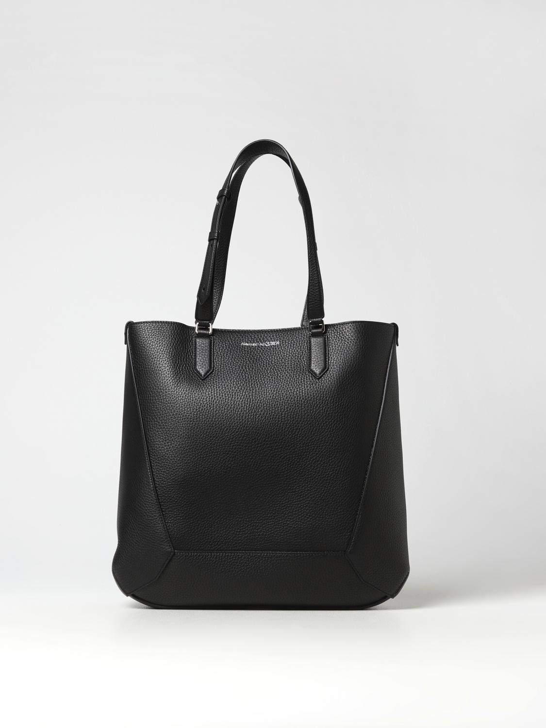 MCQUEEN BORSA A TRACOLLA: Borsa The Edge McQueen in pelle martellata, Nero - Img 1