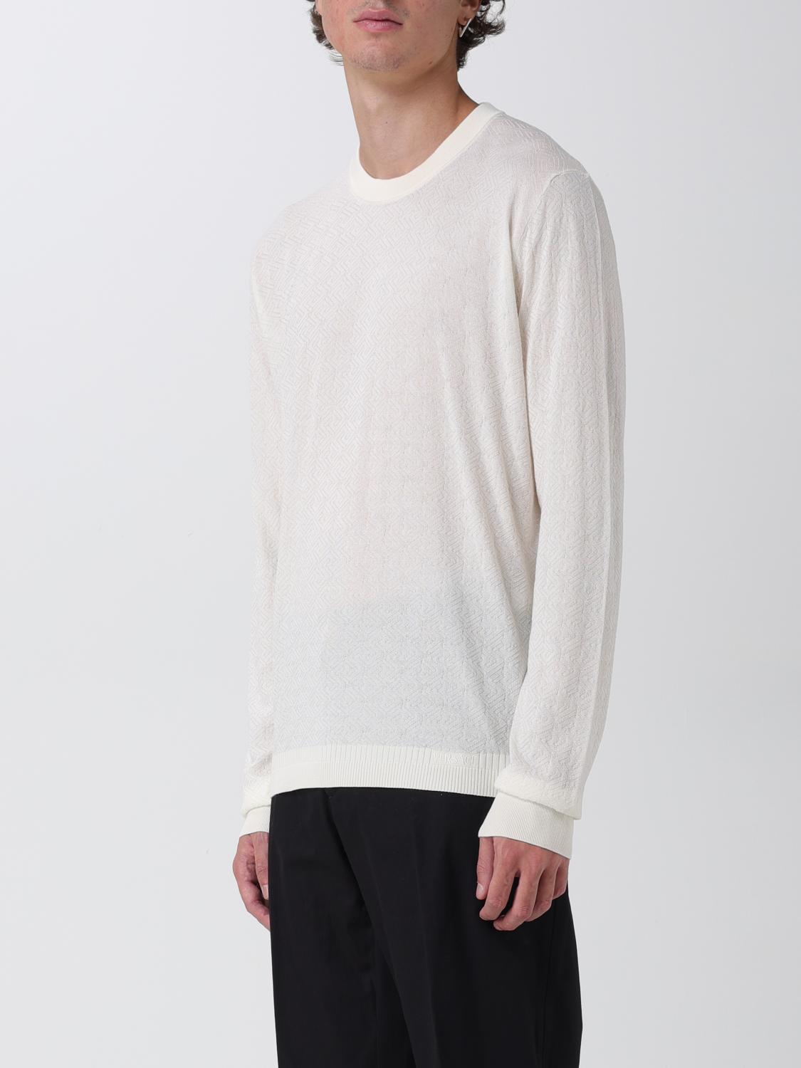 VERSACE SWEATER: Versace La Greca sweater in silk and cotton blend, Ivory - Img 4