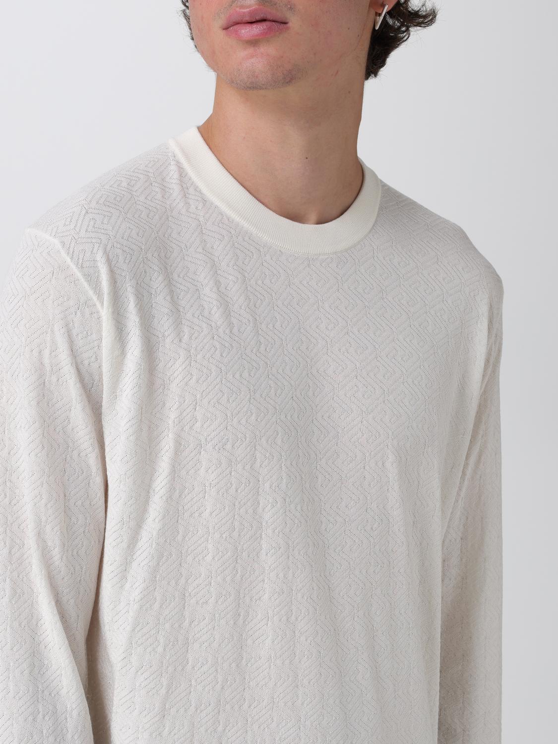 VERSACE SWEATER: Versace La Greca sweater in silk and cotton blend, Ivory - Img 5