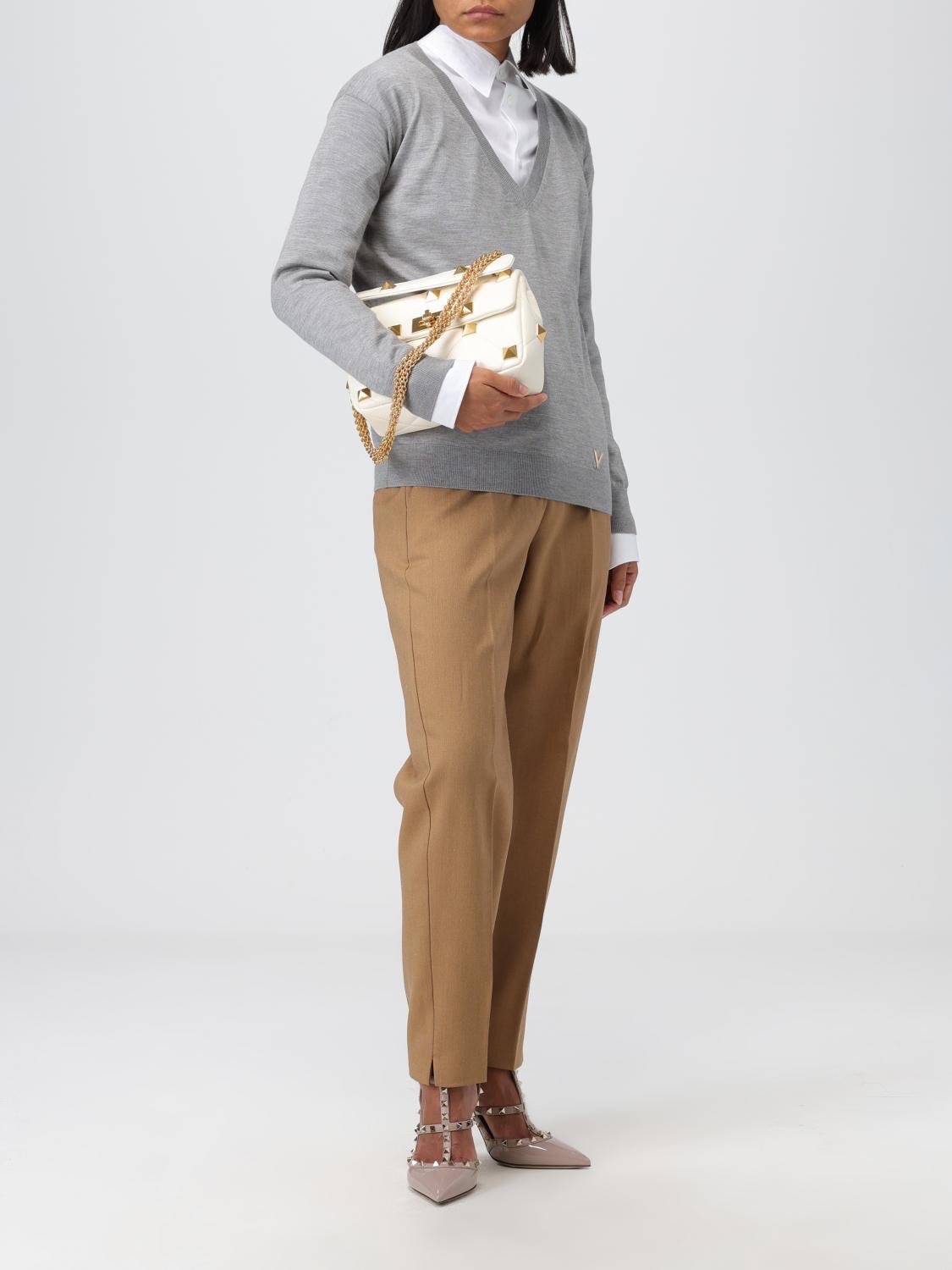 VALENTINO GARAVANI BORSA A TRACOLLA: Borsa Roman Stud Valentino Garavani in nappa trapuntata, Bianco - Img 2