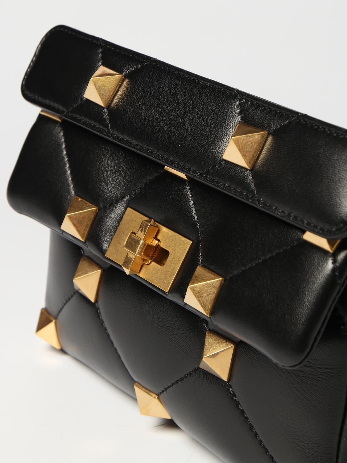 VALENTINO GARAVANI BORSA A TRACOLLA: Borsa Roman Stud Valentino Garavani in nappa trapuntata, Nero - Img 3