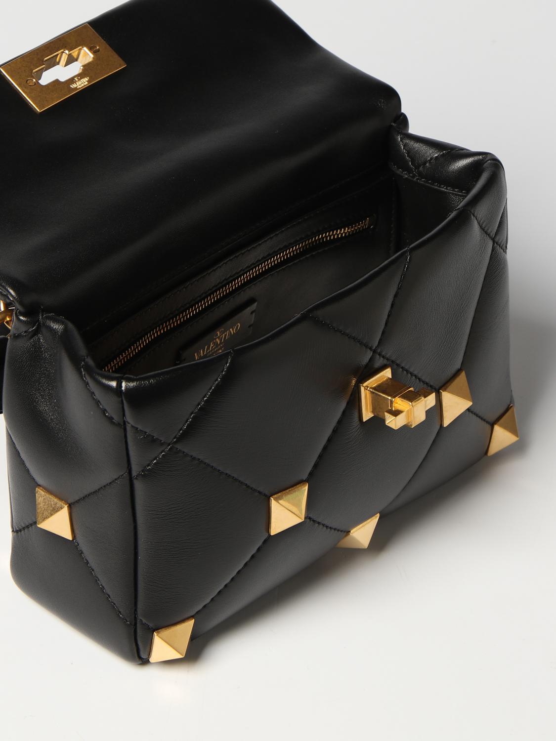 VALENTINO GARAVANI BORSA A TRACOLLA: Borsa Roman Stud Valentino Garavani in nappa trapuntata, Nero - Img 4