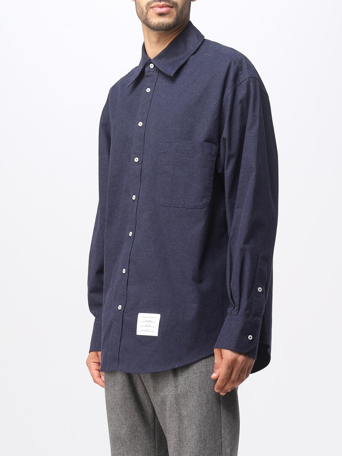 THOM BROWNE SHIRT: Thom Browne shirt in brushed cotton, Blue - Img 4