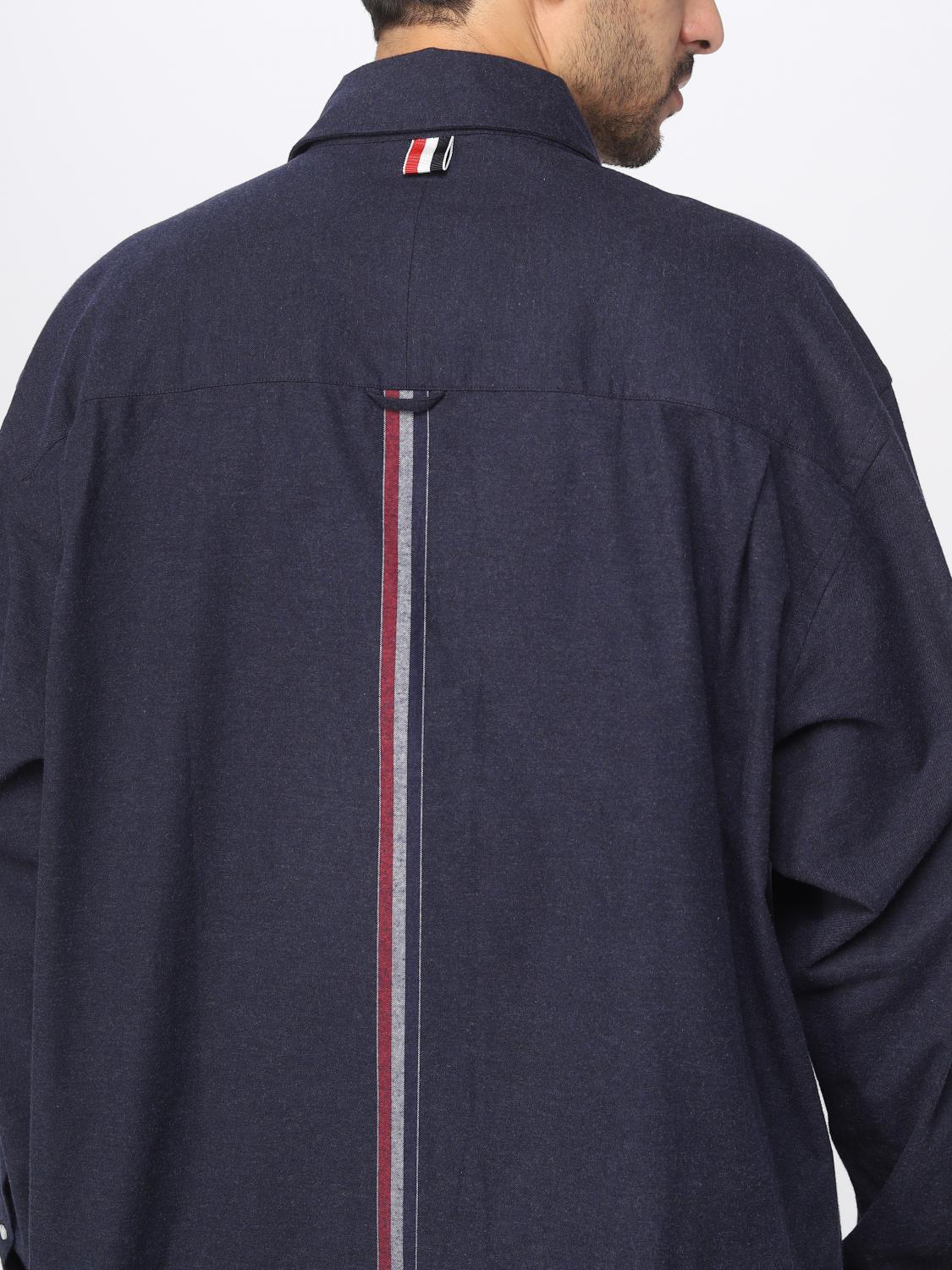 THOM BROWNE SHIRT: Thom Browne shirt in brushed cotton, Blue - Img 5