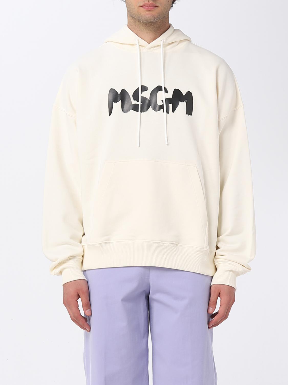 MSGM SWEATSHIRT: MSGM cotton sweatshirt with logo, White - Img 1