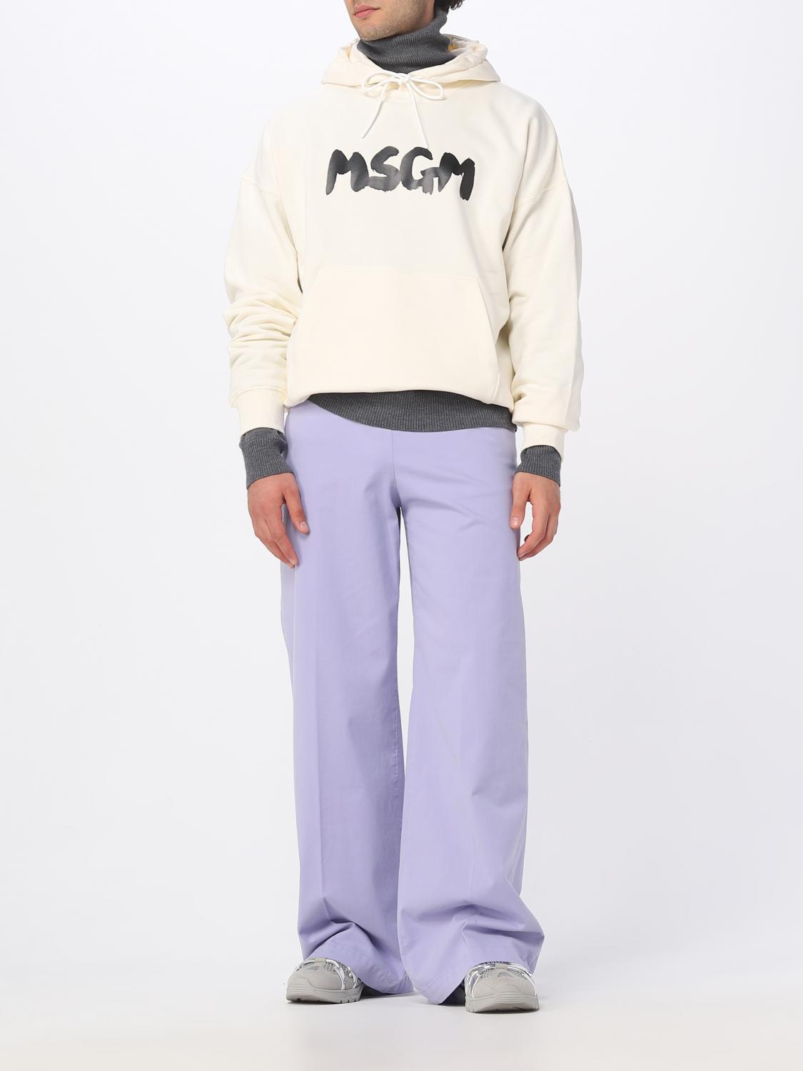 MSGM SWEATSHIRT: MSGM cotton sweatshirt with logo, White - Img 2