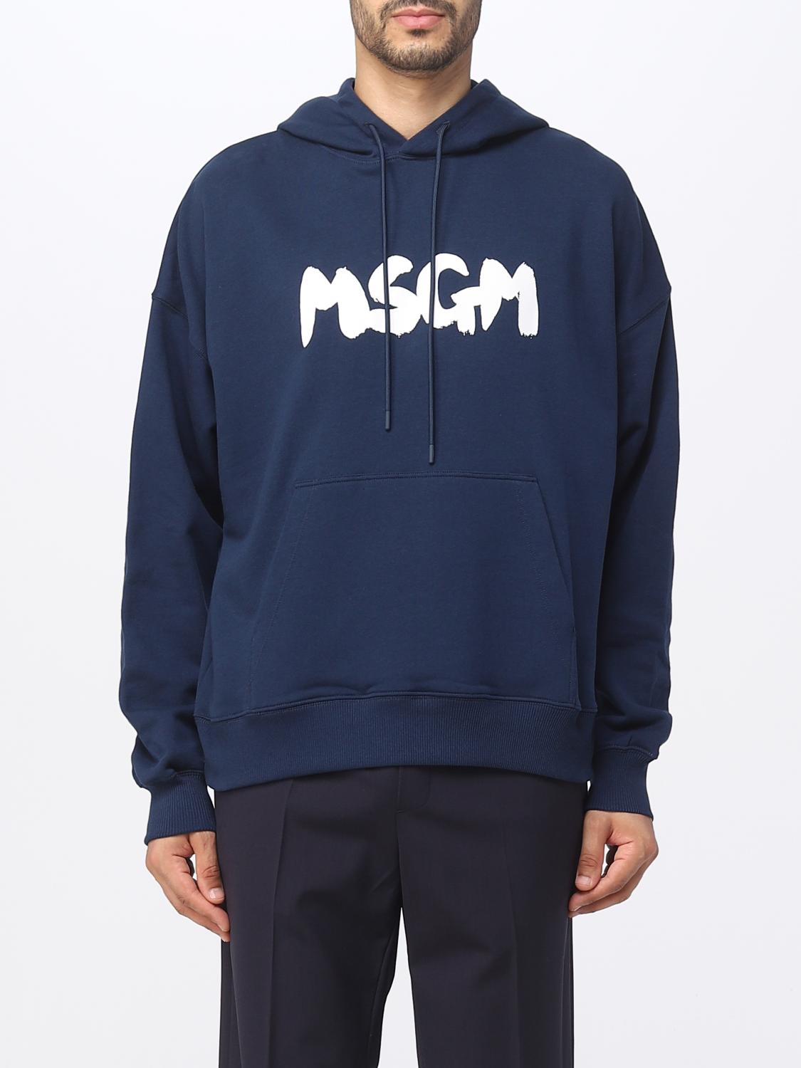 MSGM SWEATSHIRT: MSGM cotton sweatshirt with logo, Blue - Img 1