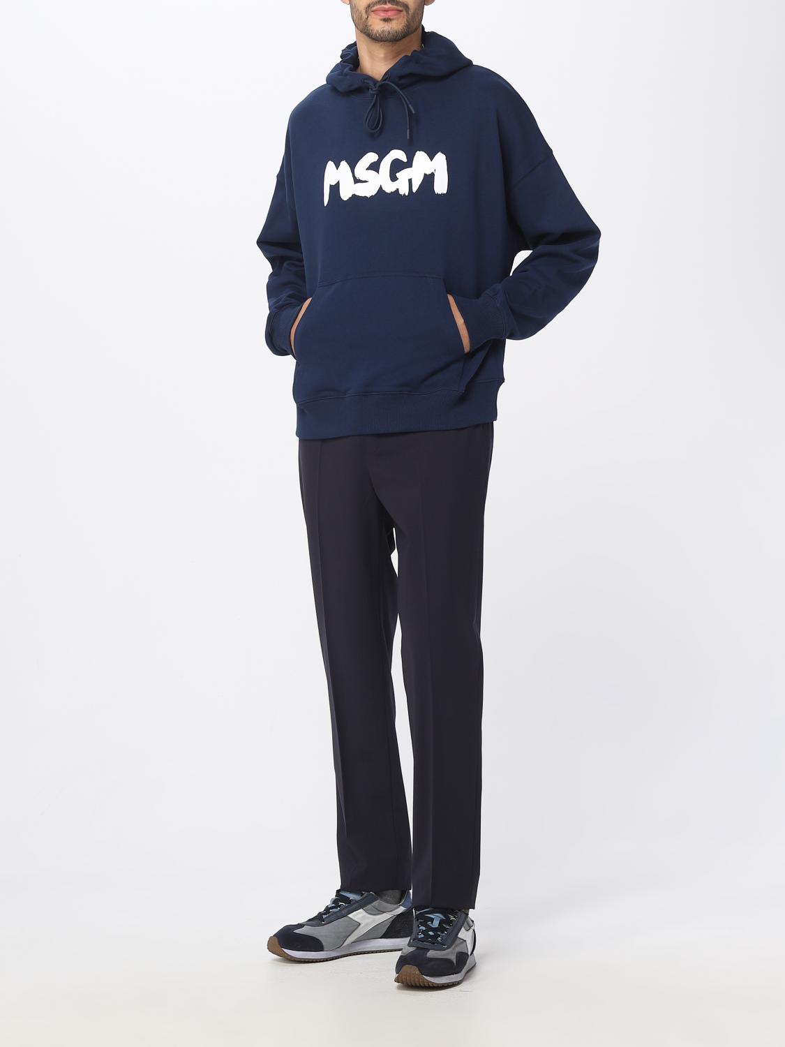 MSGM SWEATSHIRT: MSGM cotton sweatshirt with logo, Blue - Img 2