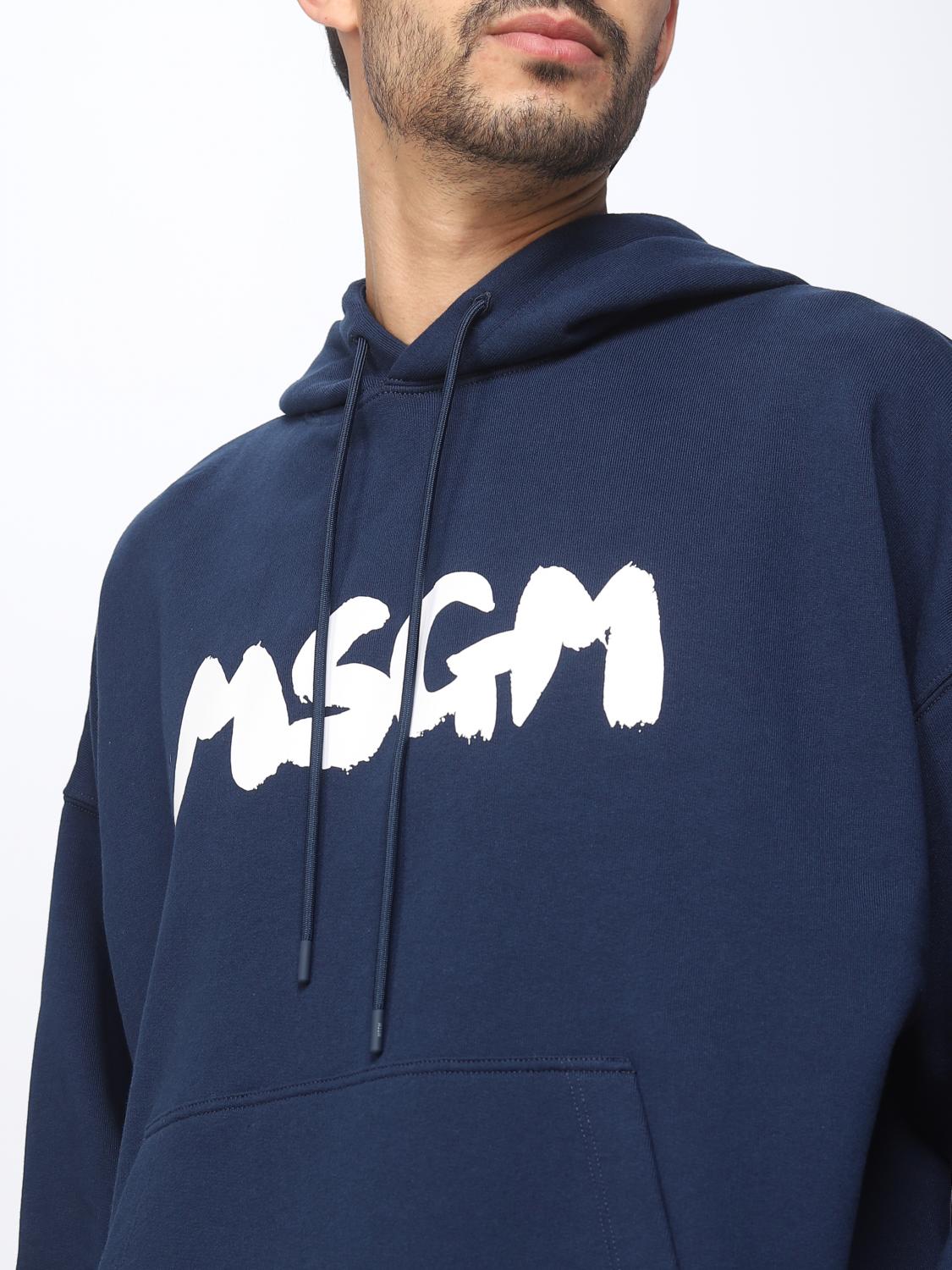 MSGM SWEATSHIRT: MSGM cotton sweatshirt with logo, Blue - Img 4