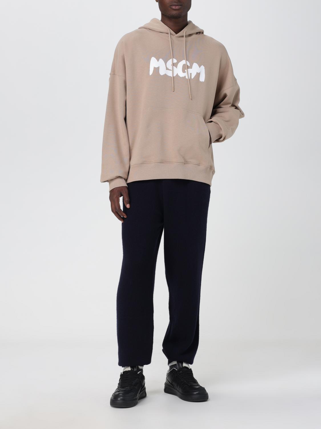 MSGM SWEATSHIRT: MSGM cotton sweatshirt with logo, Beige - Img 2