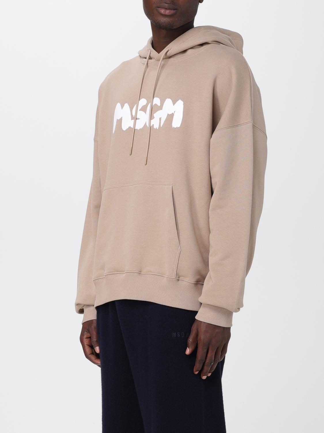 MSGM SWEATSHIRT: MSGM cotton sweatshirt with logo, Beige - Img 4