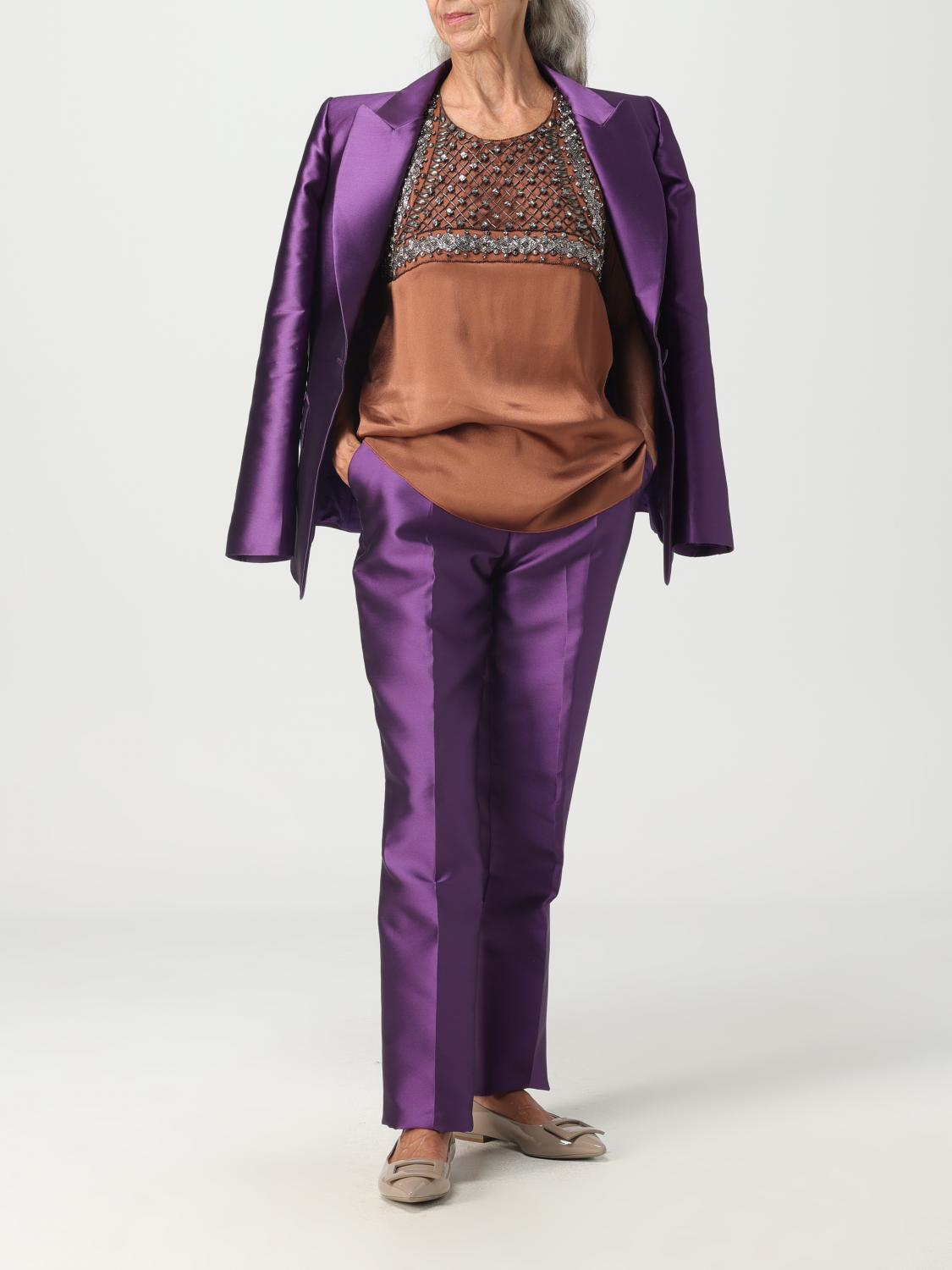ALBERTA FERRETTI PANTALONI: Pantalone Alberta Ferretti in misto seta, Viola - Img 2
