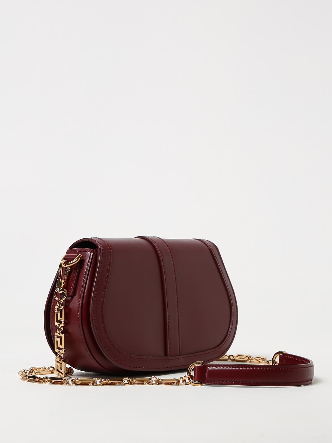 VERSACE BORSA A SPALLA: Borsa Greca Goddess Versace in pelle con applicazione, Bianco - Img 2