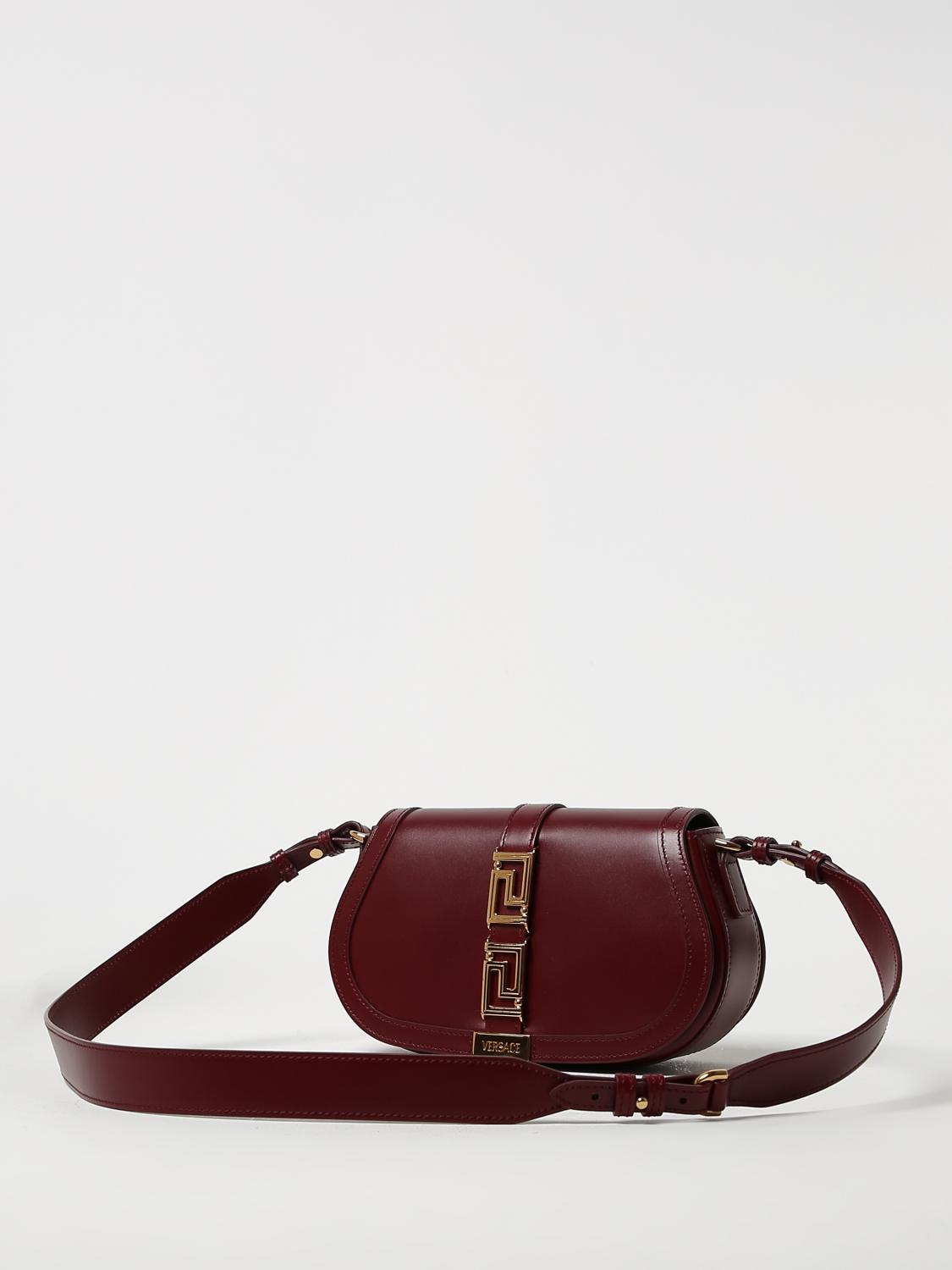 VERSACE BORSA A SPALLA: Borsa Greca Goddess Versace in pelle con applicazione, Bianco - Img 3