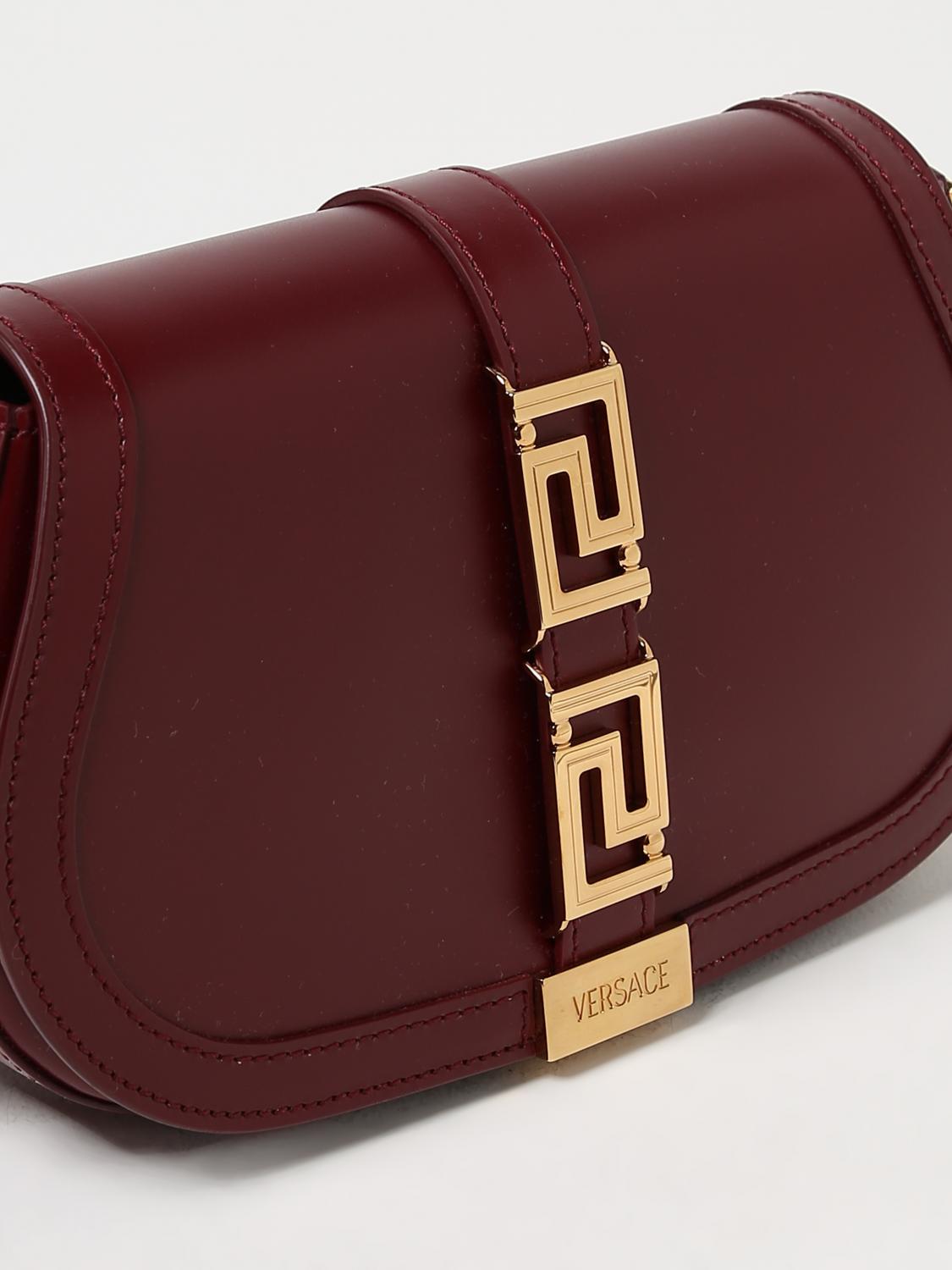 VERSACE BORSA A SPALLA: Borsa Greca Goddess Versace in pelle con applicazione, Bianco - Img 4