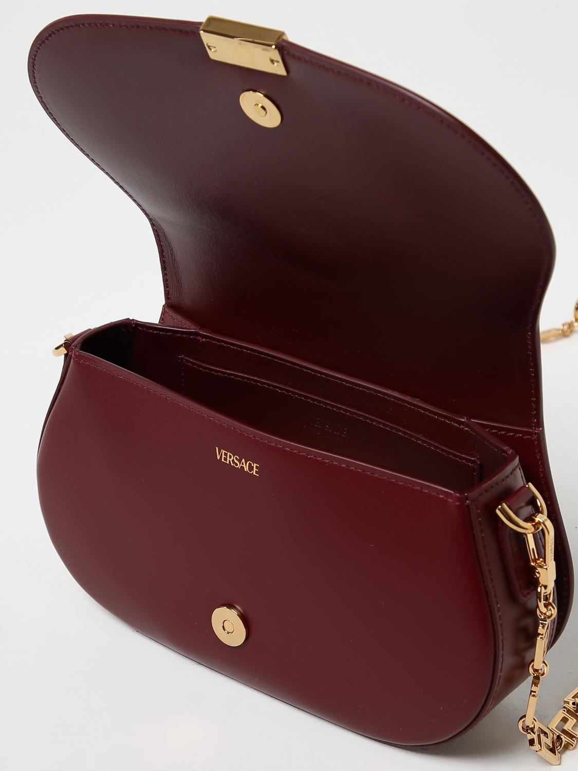 VERSACE BORSA A SPALLA: Borsa Greca Goddess Versace in pelle con applicazione, Bianco - Img 5