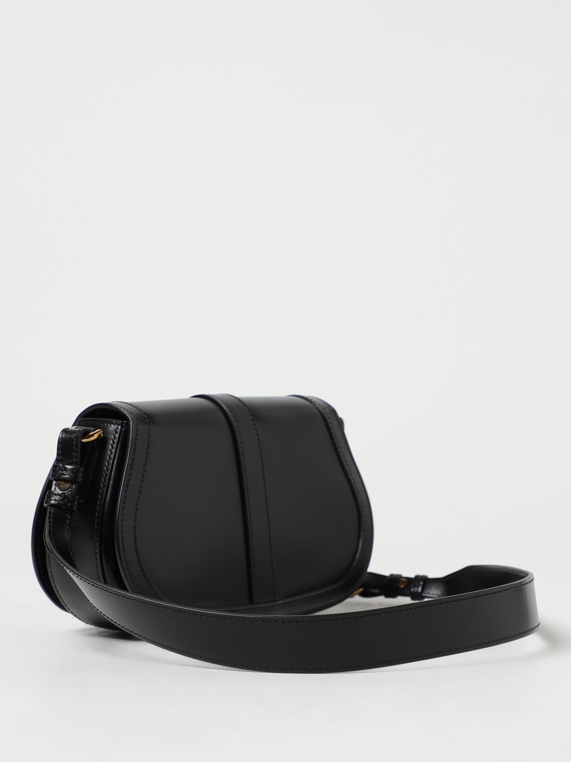 VERSACE BORSA A SPALLA: Borsa Greca Goddess Versace in pelle con applicazione, Nero - Img 2