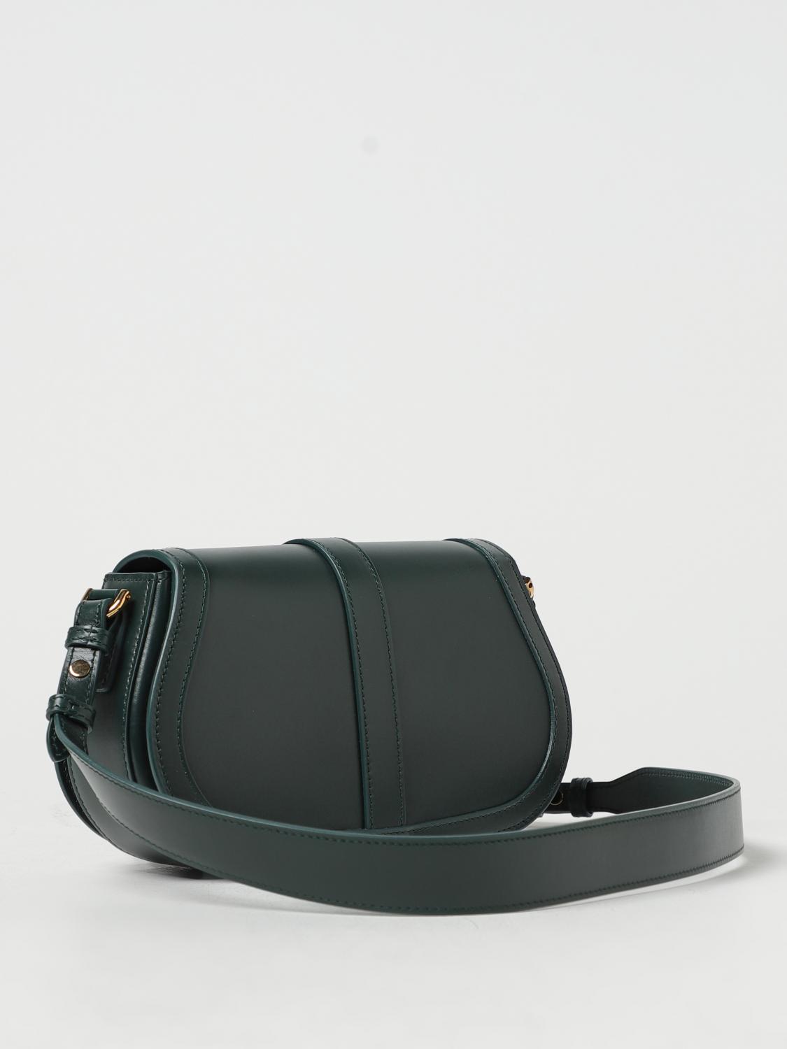 VERSACE BORSA A SPALLA: Borsa Greca Goddess Versace in pelle con applicazione, Verde - Img 2
