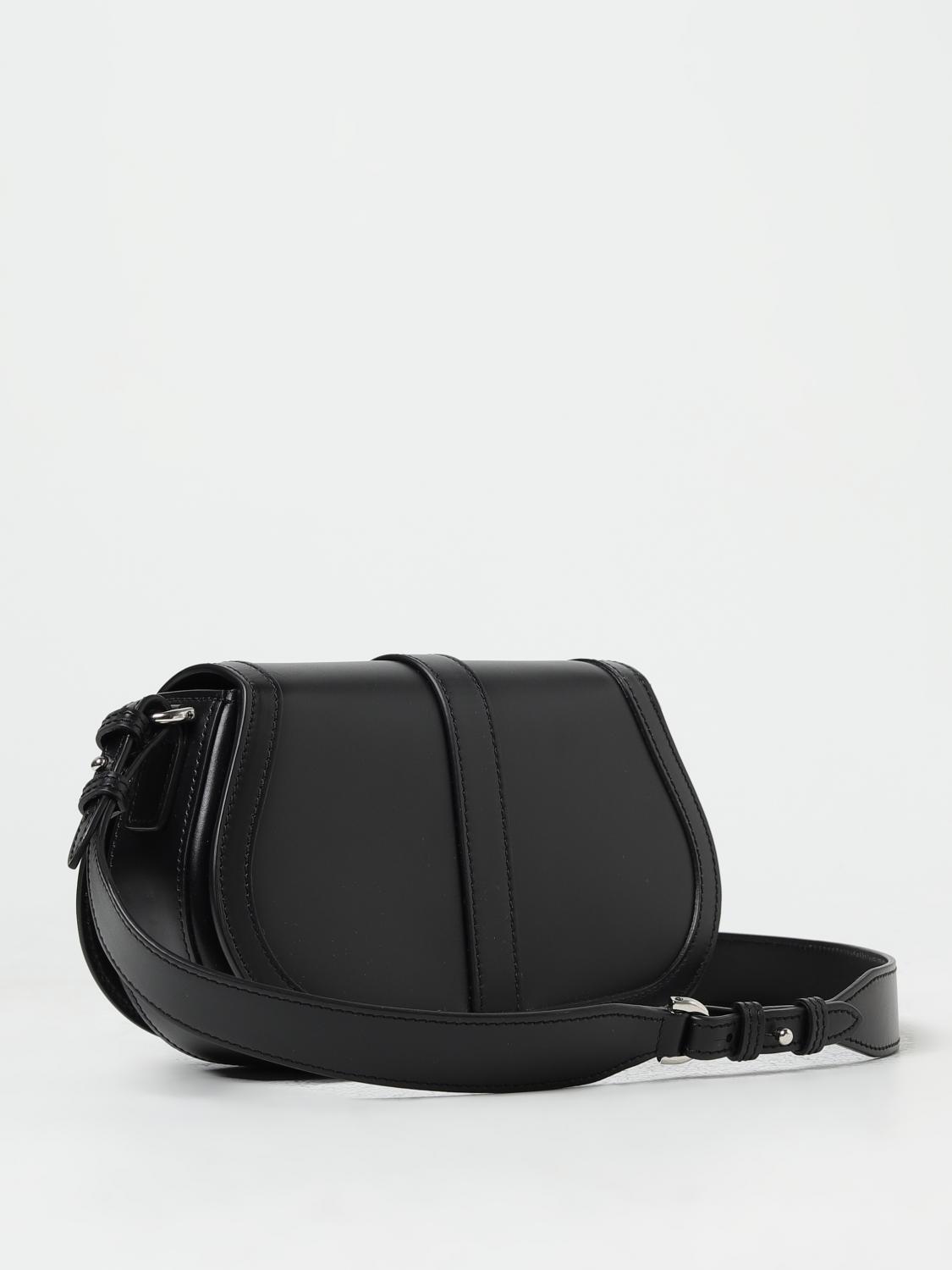VERSACE BORSA A SPALLA: Borsa Greca Goddess Versace in pelle con applicazione, Nero 1 - Img 2