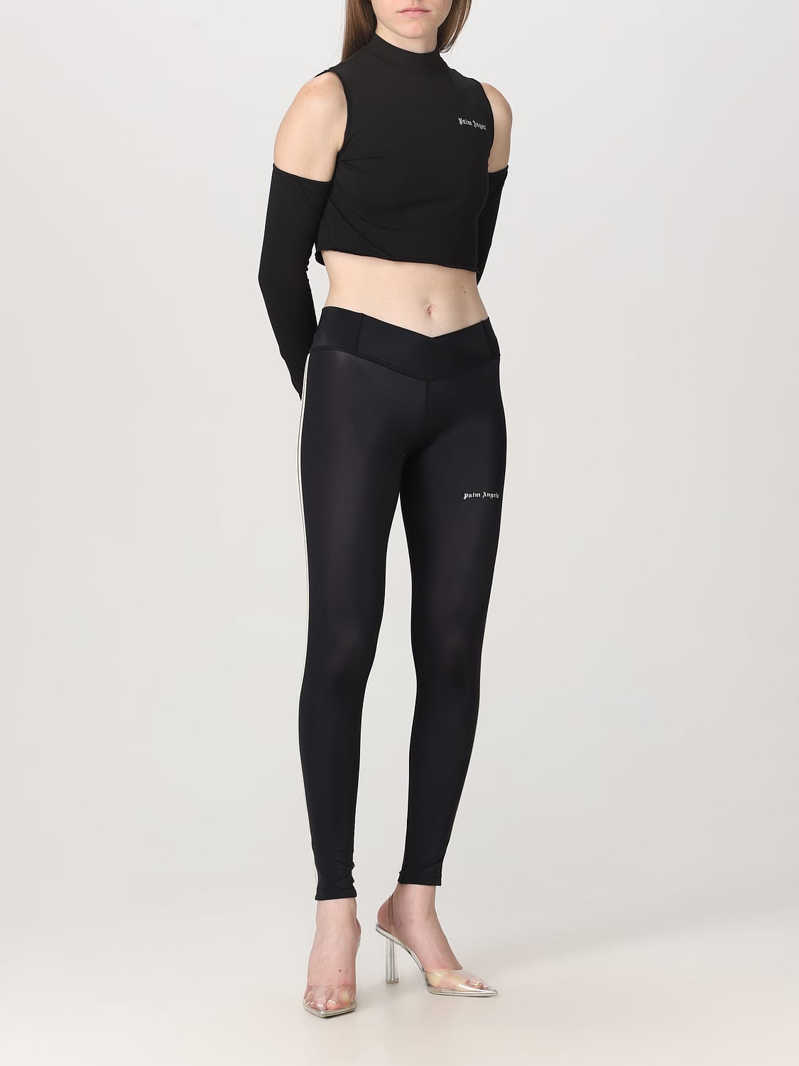 Palm Angels leggings in stretch fabric - Black | PWVG022F23FAB001