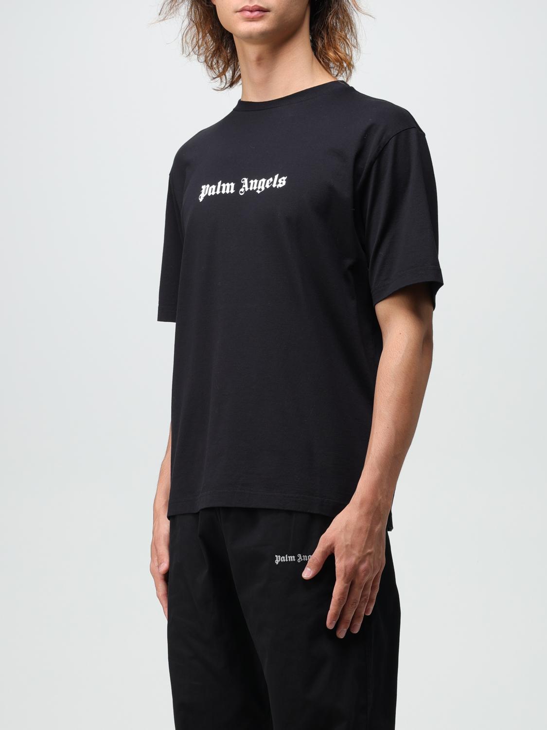 PALM ANGELS T-SHIRT: Palm Angels cotton T-shirt with printed logo, Black - Img 4