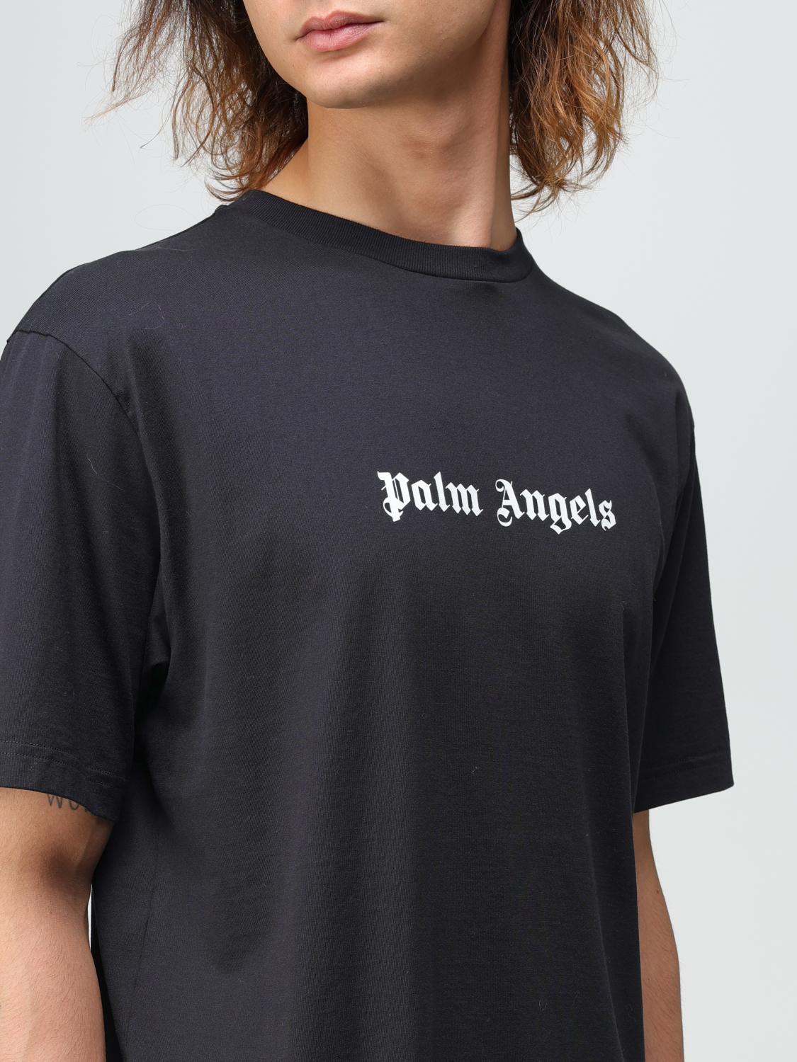 PALM ANGELS T-SHIRT: Palm Angels cotton T-shirt with printed logo, Black - Img 5