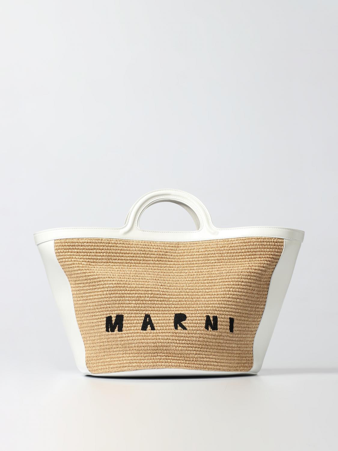 Marni Tropicana bag in woven raffia - White | BMMP0069Q0P3860