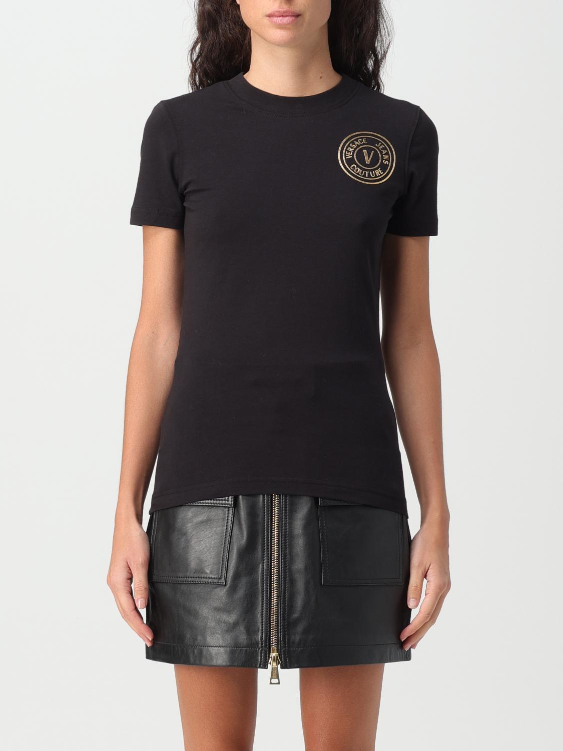 VERSACE JEANS COUTURE T-SHIRT: T-shirt Versace Jeans Couture in cotone con logo, Nero - Img 1