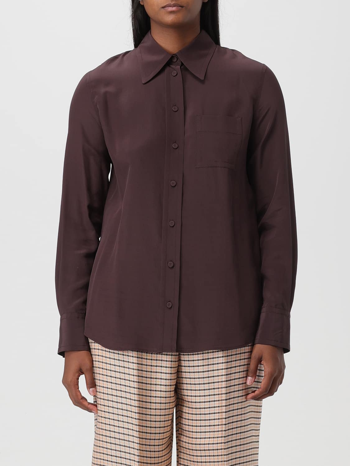 LANVIN CAMICIA: Camicia Lanvin in seta, Marrone - Img 1