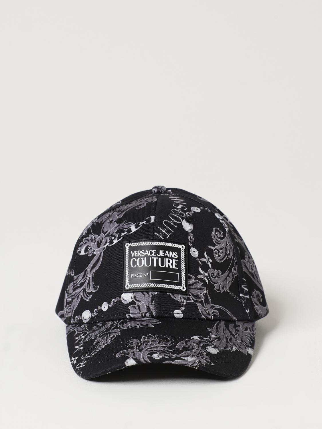 VERSACE JEANS COUTURE HAT: Versace Jeans Couture hat in printed cotton, Black - Img 2