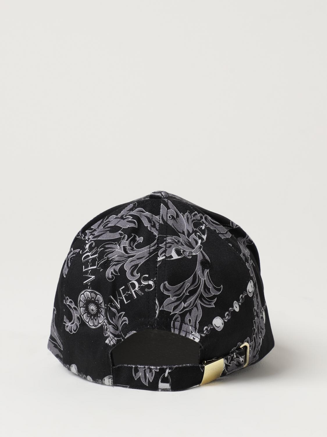 VERSACE JEANS COUTURE HAT: Versace Jeans Couture hat in printed cotton, Black - Img 3
