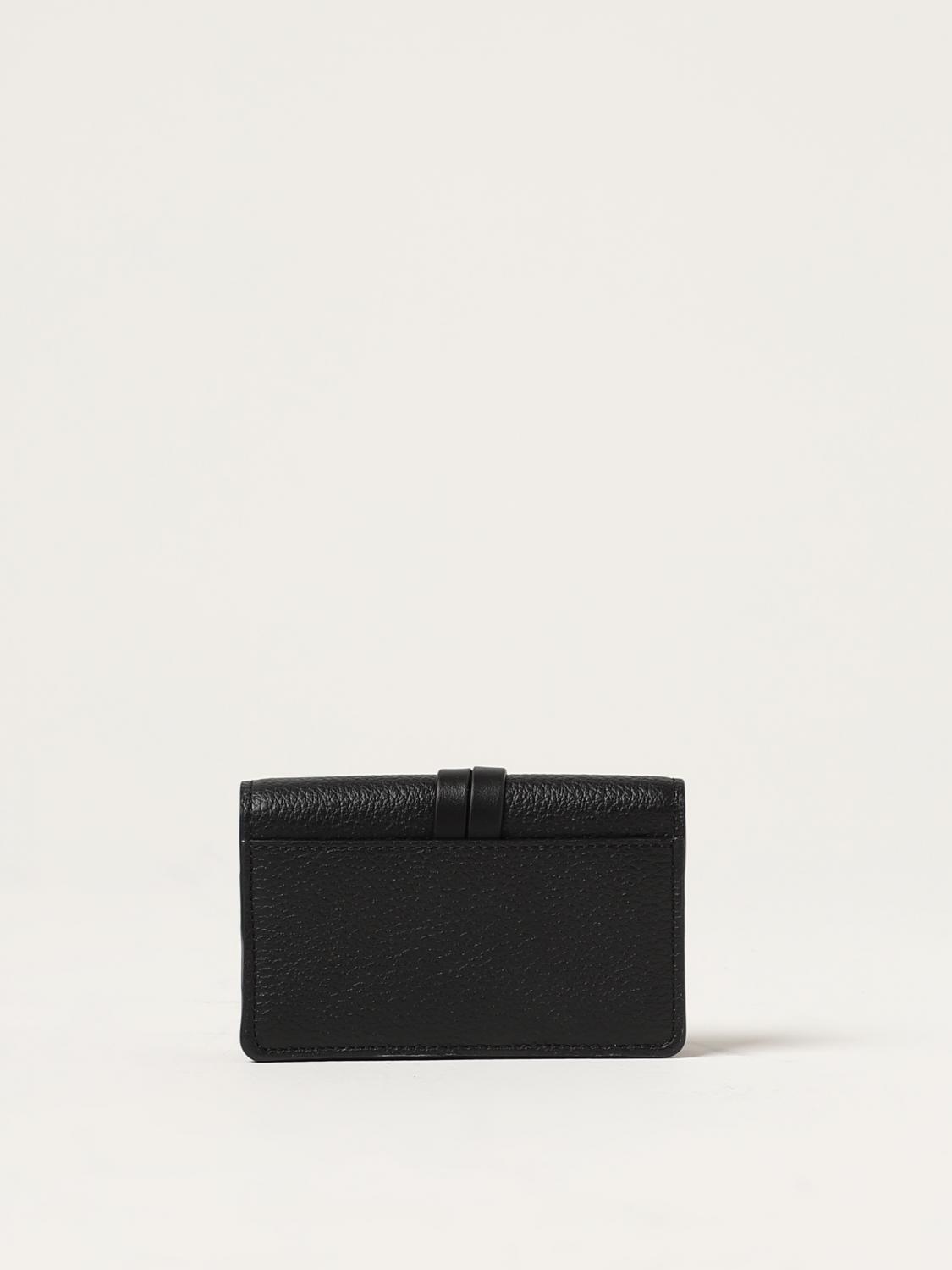 CHLOÉ WALLET: Chloé leather business card holder with charm, Black - Img 3