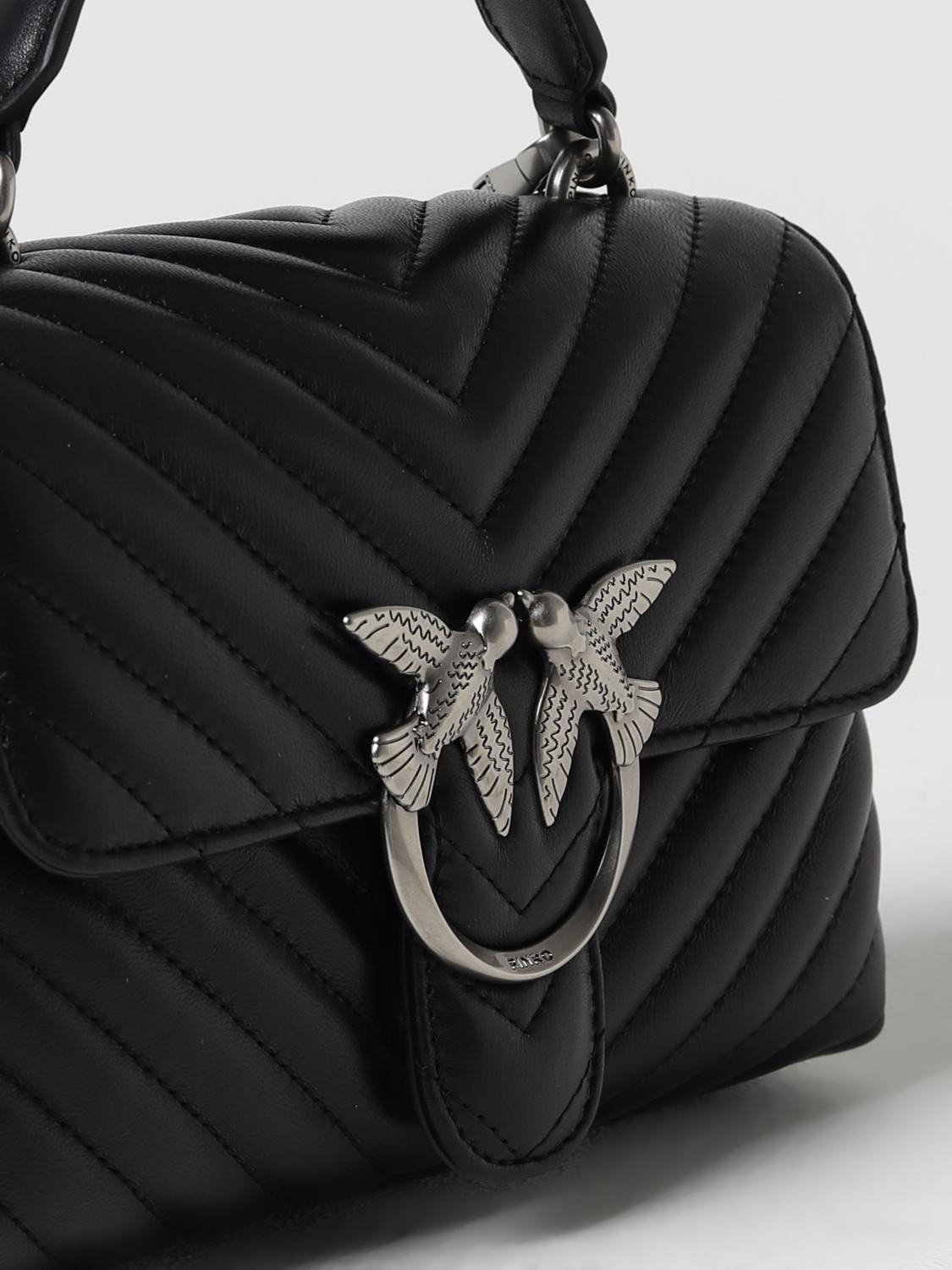 PINKO BORSA MINI: Borsa Love Lady Puff Pinko in nappa trapuntata chevron , Nero 1 - Img 3