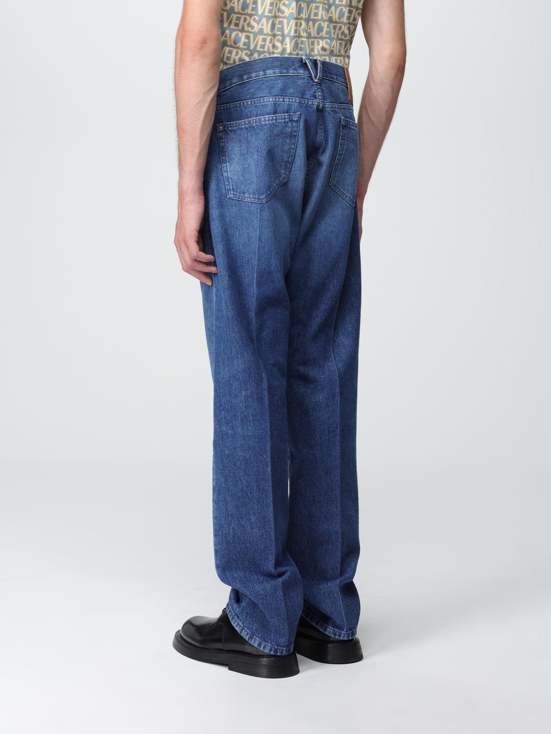 VERSACE JEANS: Jeans Versace in denim con dettaglio logo, Blue - Img 3