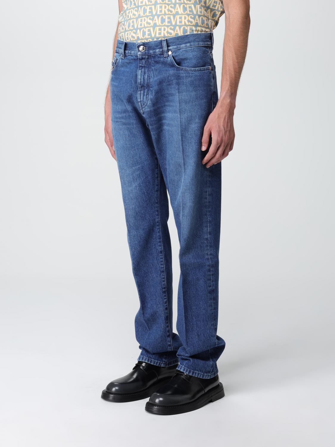 VERSACE JEANS: Jeans Versace in denim con dettaglio logo, Blue - Img 4