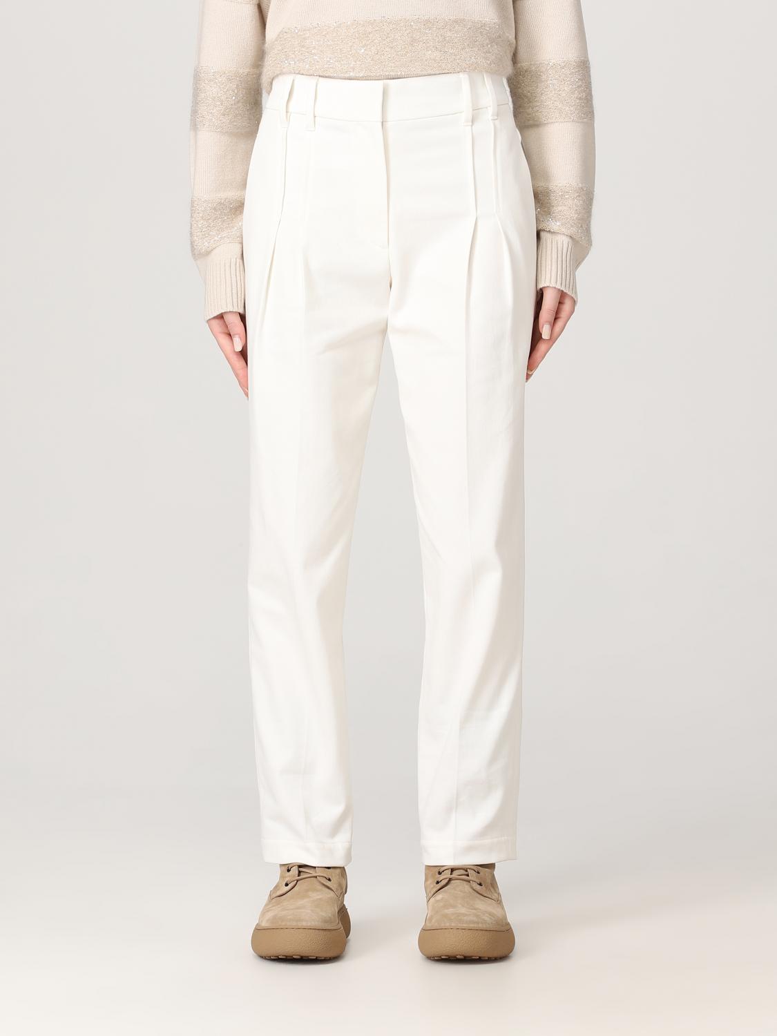 BRUNELLO CUCINELLI PANTS: Brunello Cucinelli pants in stretch cotton cover, White - Img 1