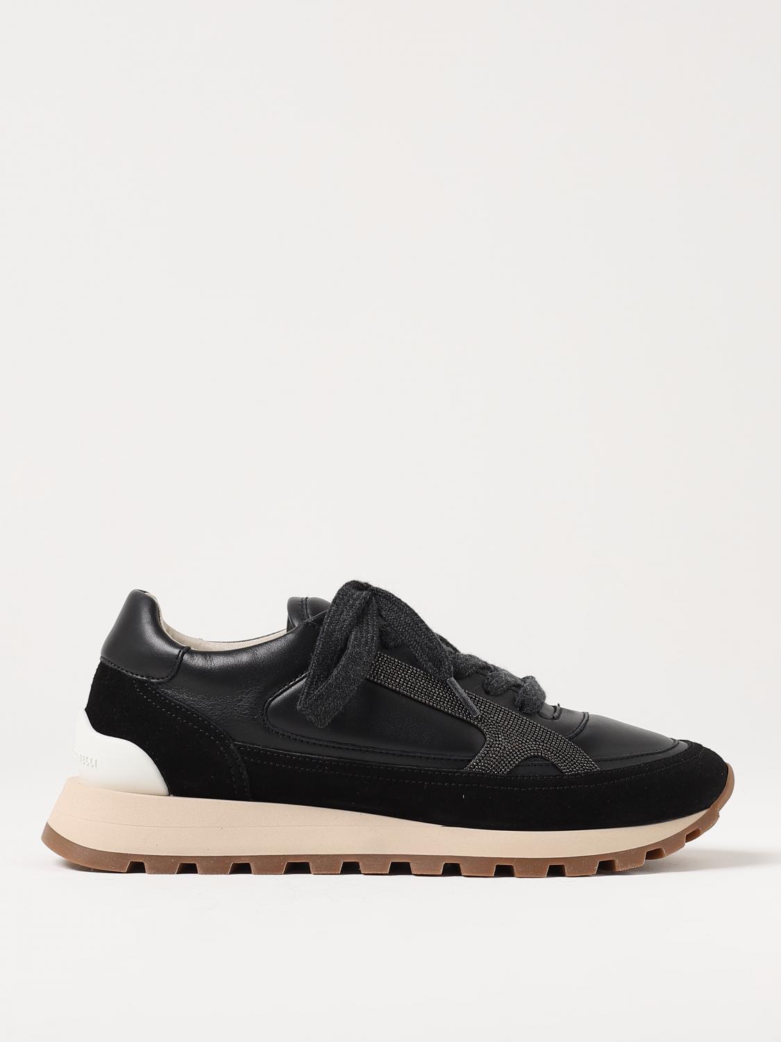 Brunello Cucinelli sneakers in leather with jewel - Black