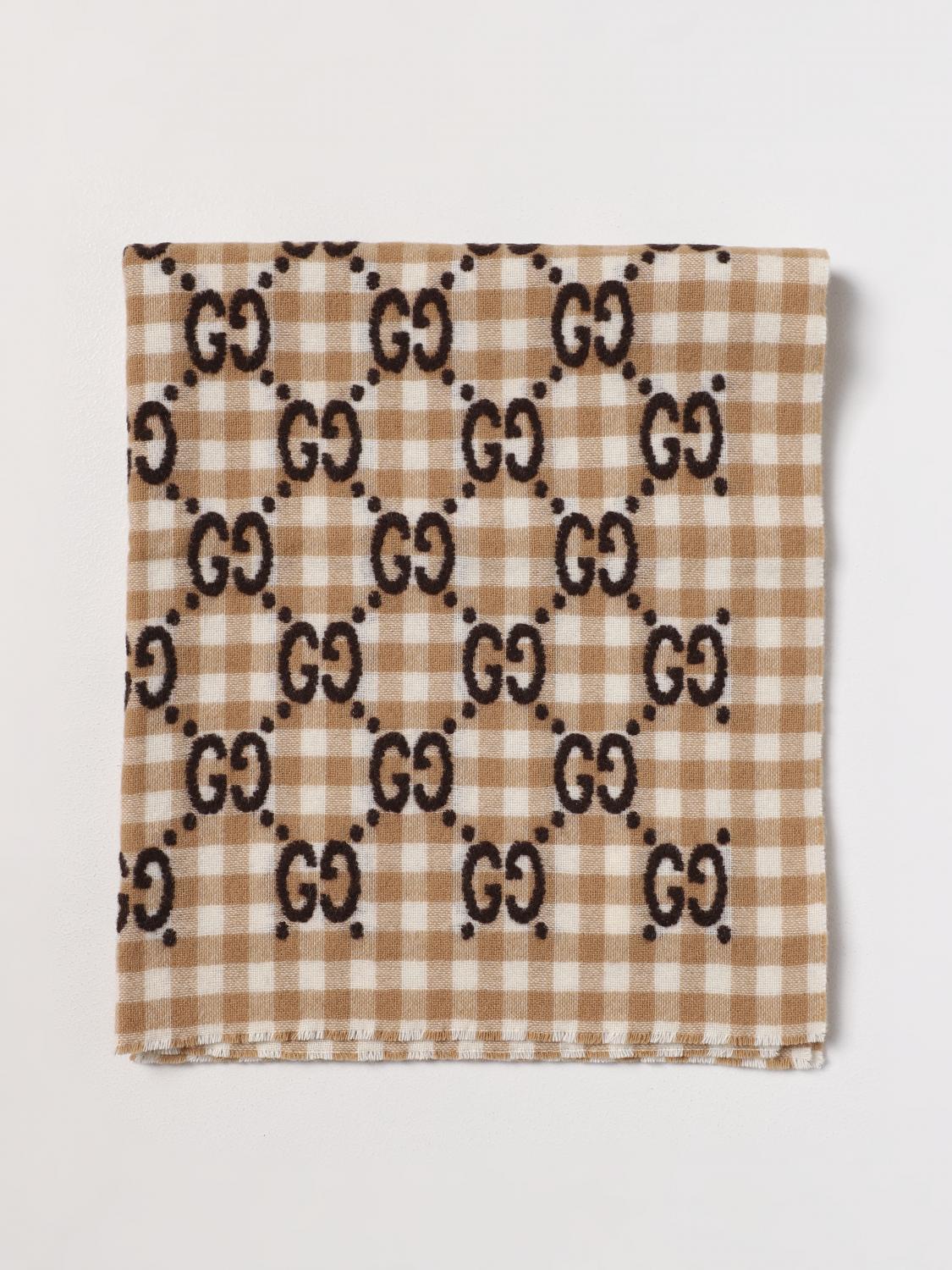 Gucci wool blanket with inlaid monogram - Camel | 6631563KAAF
