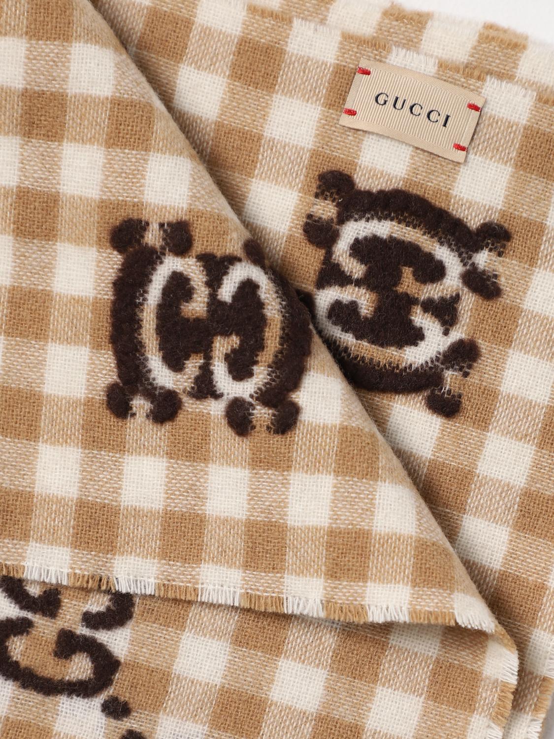 Gucci wool blanket with inlaid monogram - Camel | 6631563KAAF