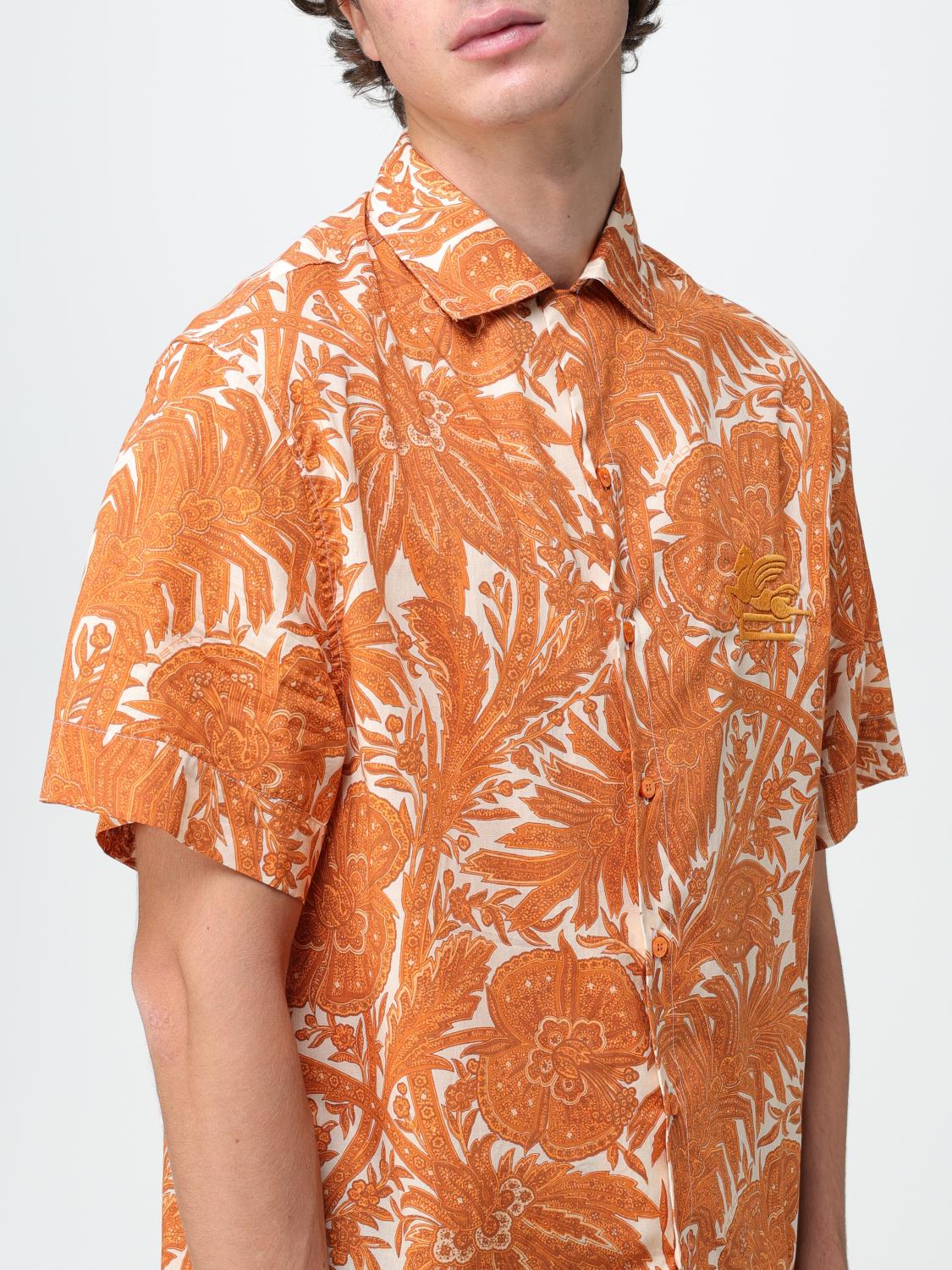 ETRO: shirt with floral Paisley ramage print - Orange | Etro