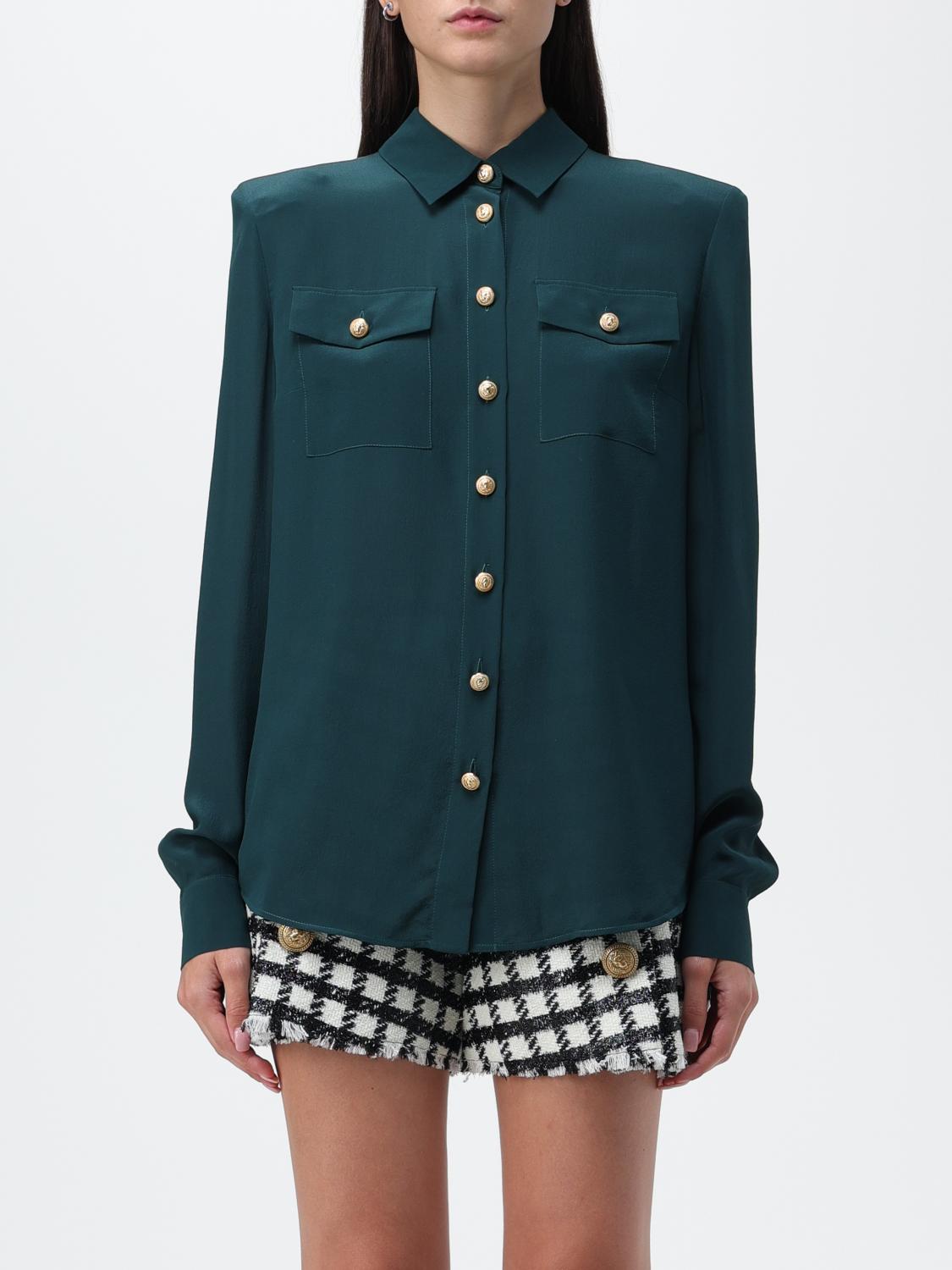 BALMAIN: silk shirt Green Balmain shirt BF1HS050SB66 online at
