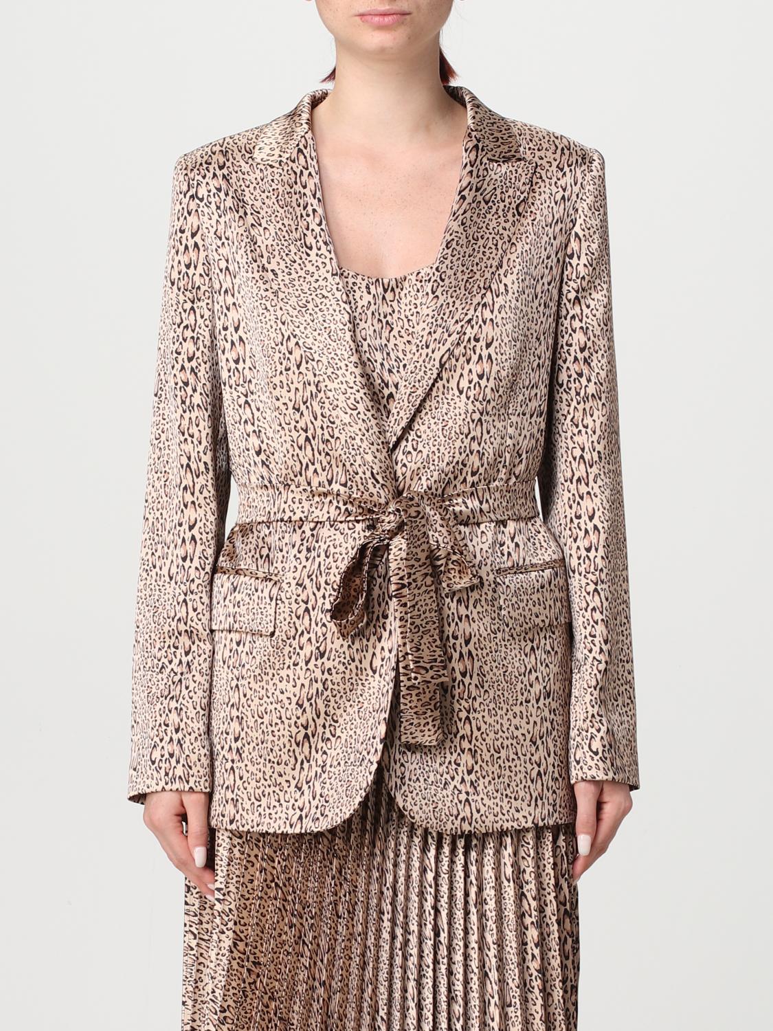TWINSET: satin blazer with leopard print Black Twinset blazer