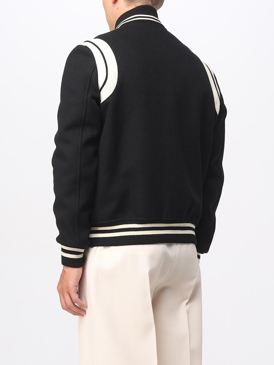 SAINT LAURENT JACKET: Saint Laurent Teddy jacket in recycled wool and leather, Black - Img 3