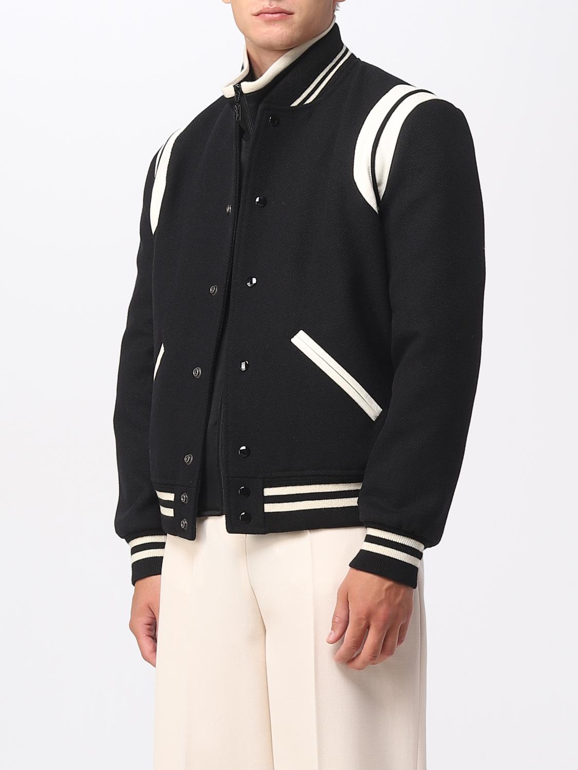 SAINT LAURENT JACKET: Saint Laurent Teddy jacket in recycled wool and leather, Black - Img 4