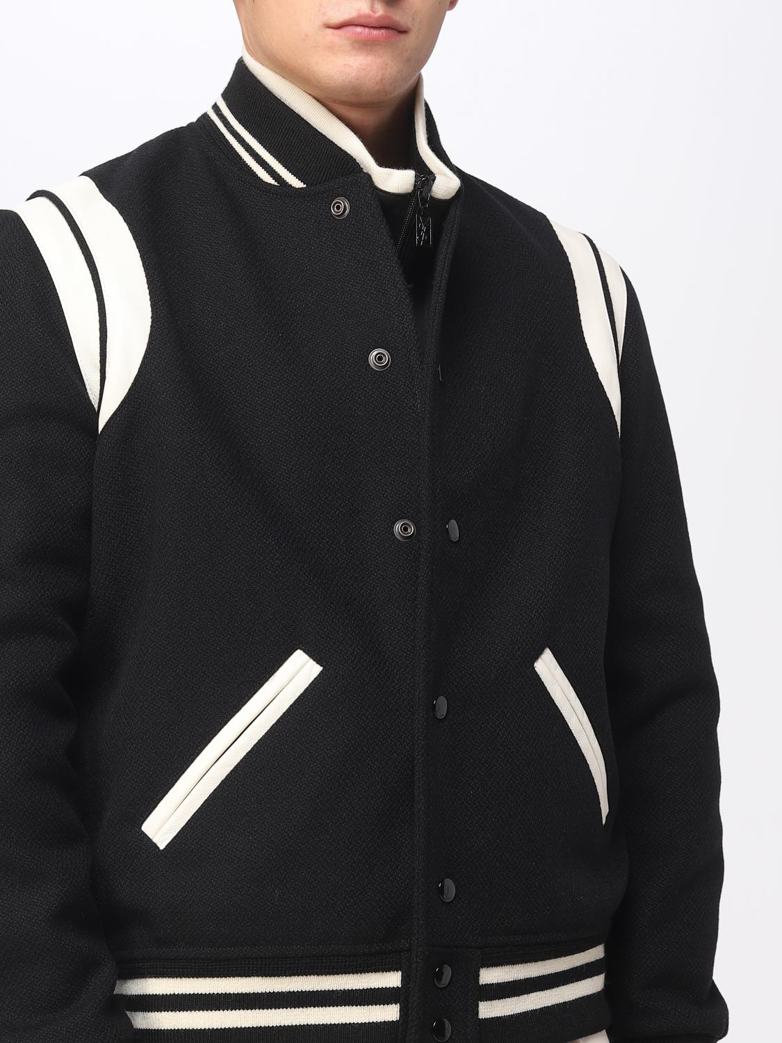 SAINT LAURENT JACKET: Saint Laurent Teddy jacket in recycled wool and leather, Black - Img 5