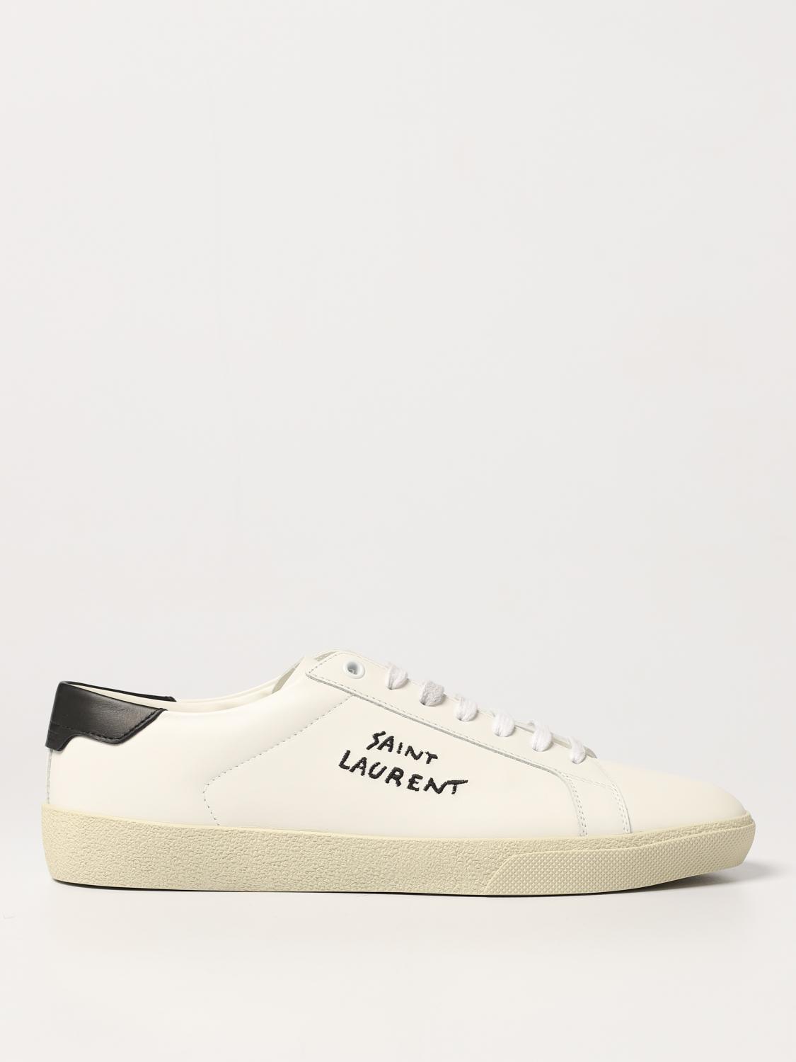 SAINT LAURENT SNEAKERS: Saint Laurent sneakers in smooth leather with embroidered logo, White - Img 1