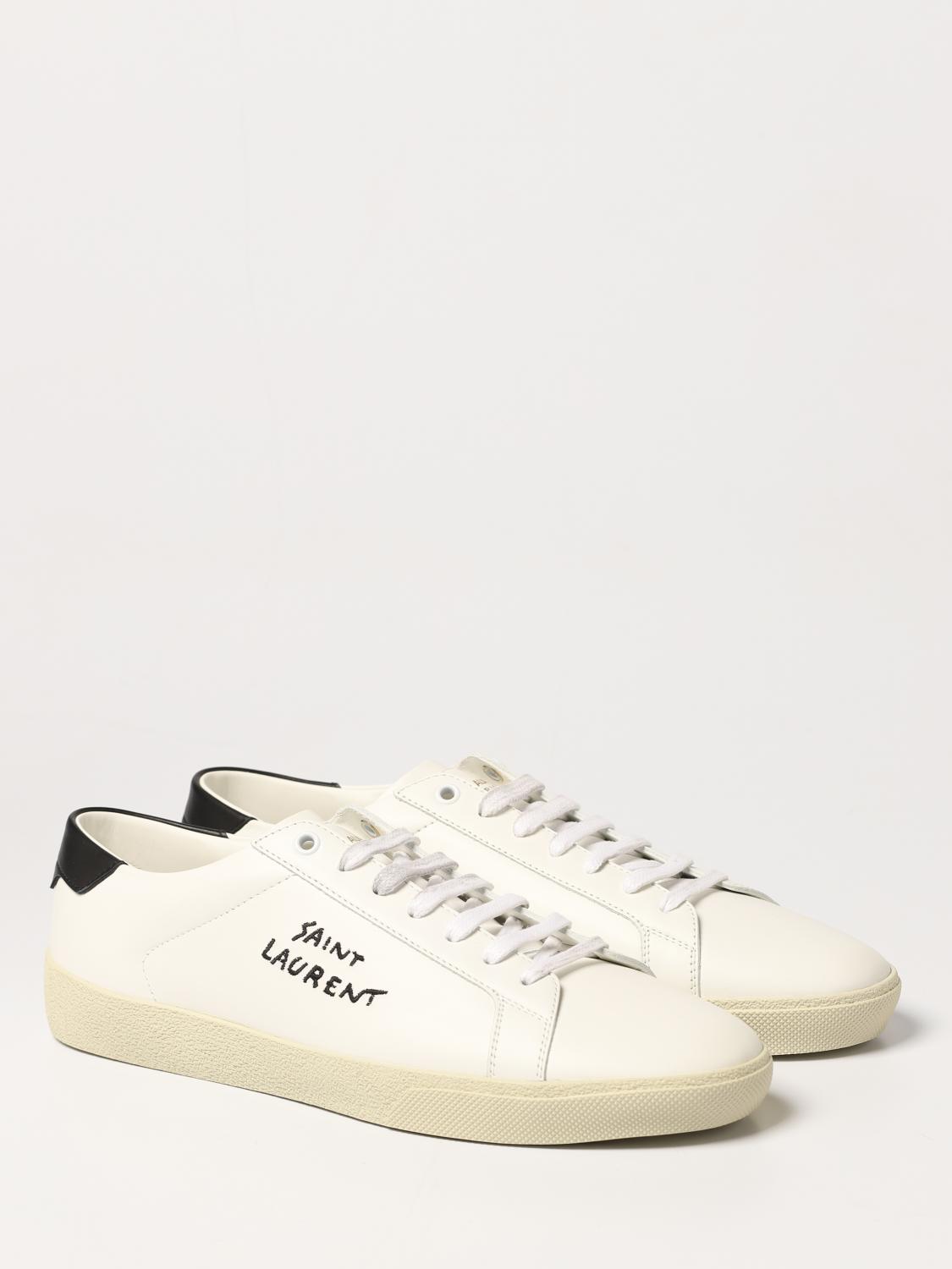 SAINT LAURENT SNEAKERS: Saint Laurent sneakers in smooth leather with embroidered logo, White - Img 2